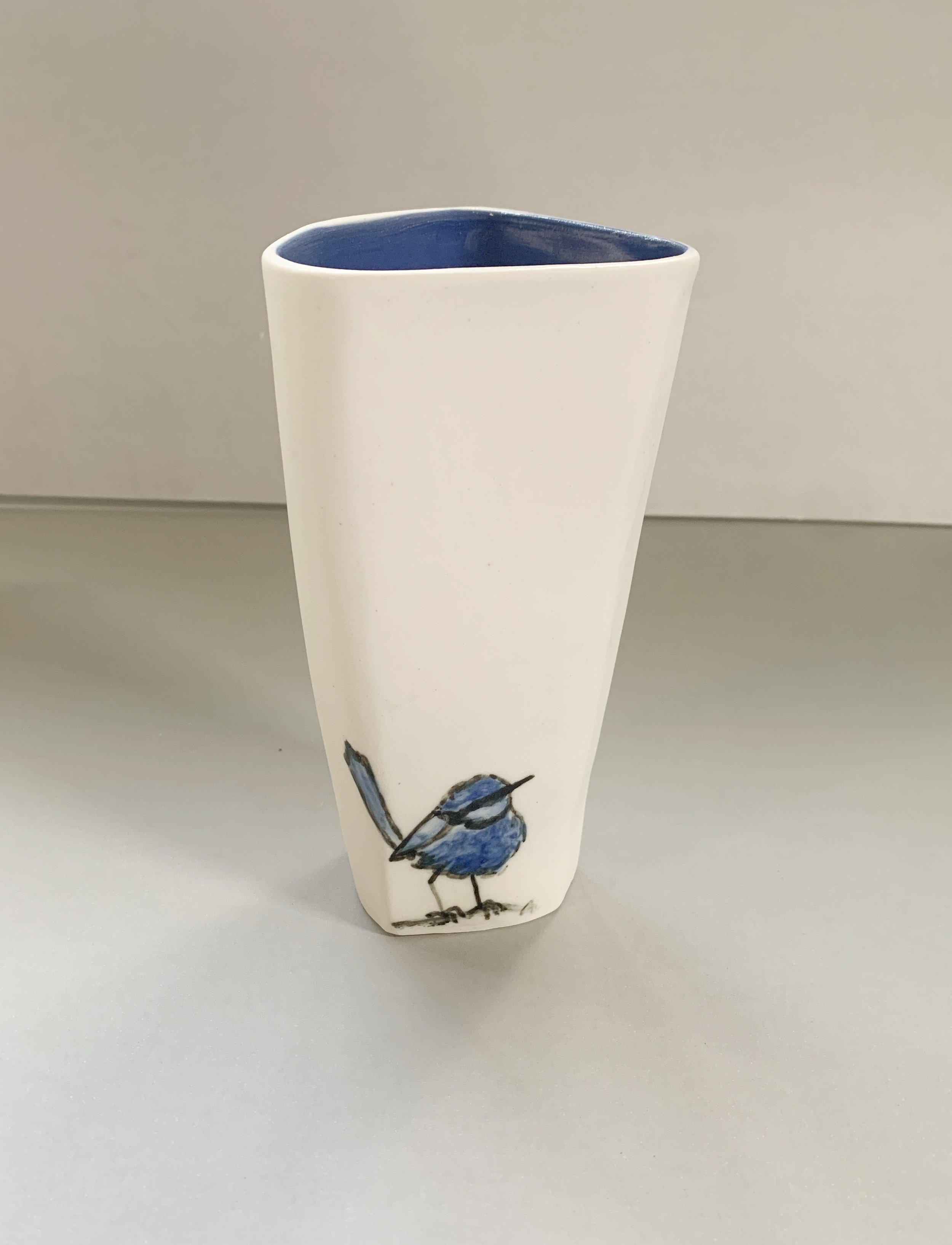 Medium Blue wren vase