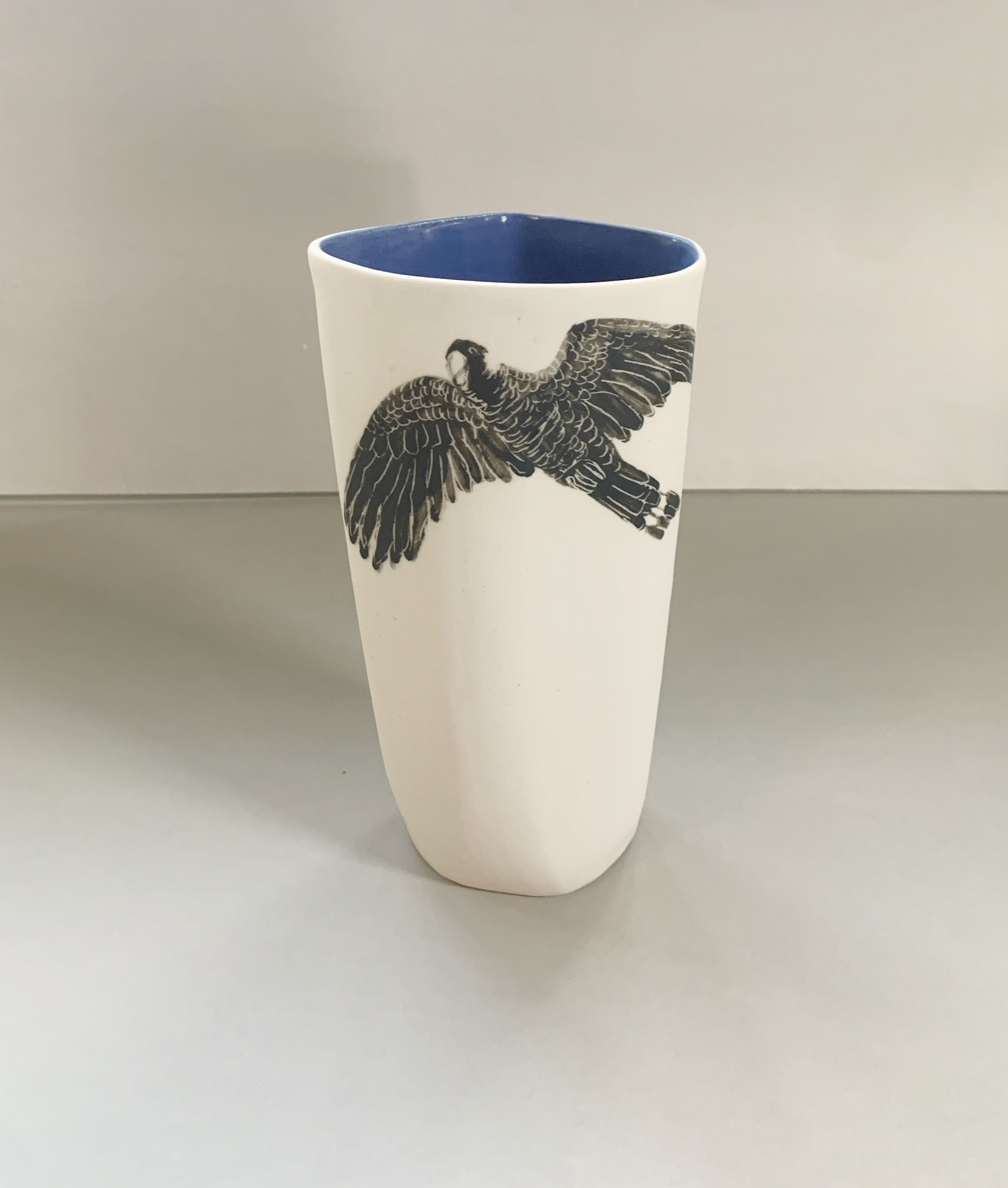 Large Black cockatoo vase
