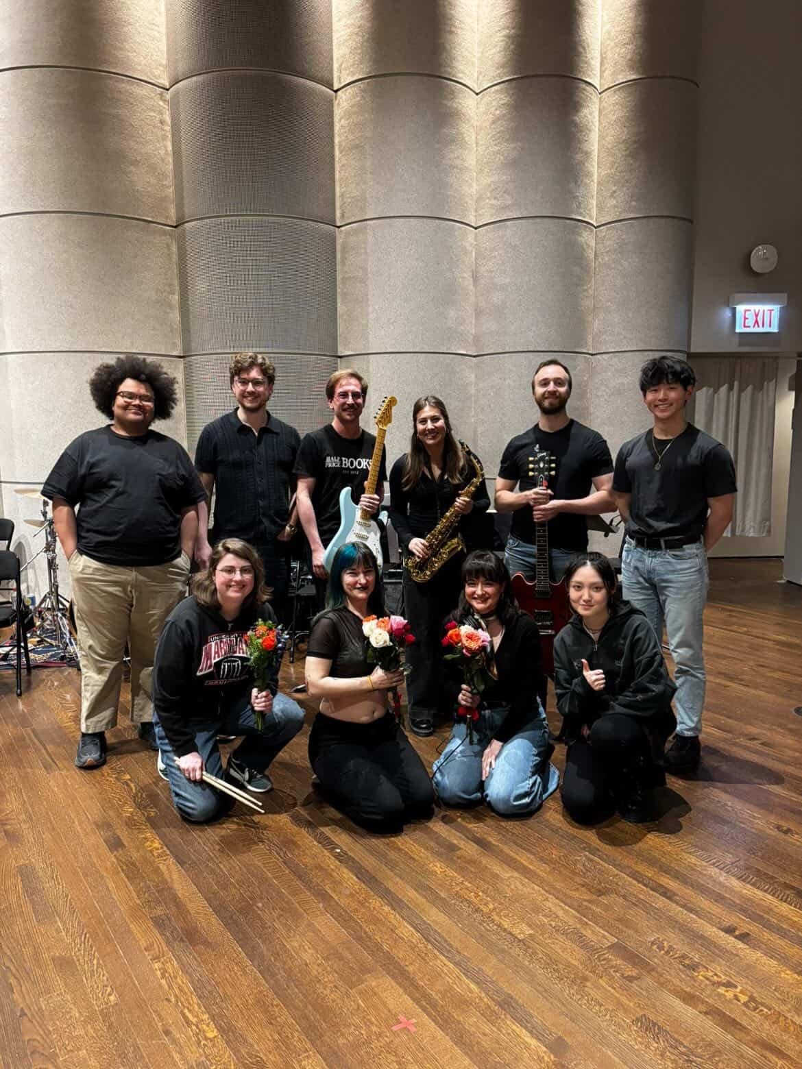 Learned Band after Northwestern Law School's Follies (April 11, 2026): Jackson Roberg, Thomas Burnett, Austin Yoo, Daniel Villare, Ian de Wet, Beth Griffin, Chen Zhou, Giselle Goad, Anna Riley, and Tyeese Braslavsky