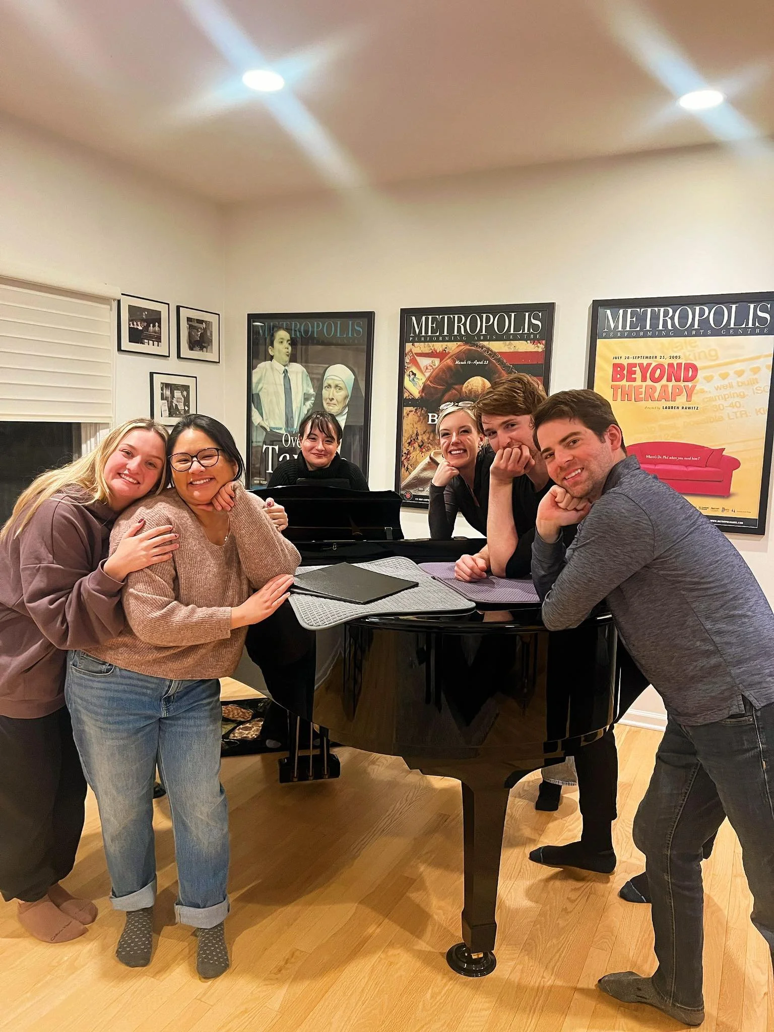 The Cast of 4 Chairs Theatre's "You've Got a Friend" Cabaret: Abbey Loria, Mai Hartwich, Tyeese Braslavsky, Kaitlin Feeley, Nicholas Ian, and Mark Yacullo