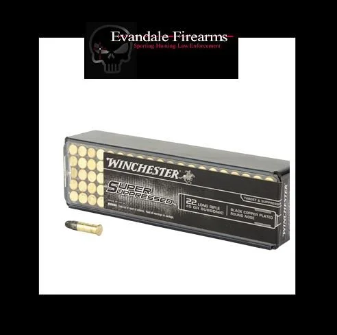 DUE IN SOON!     Winchester Ammunition, Super Suppressed, 22LR, 45 Grain, Black Copper Plated Round Nose, 100 Round Box