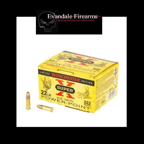 Winchester Ammunition, Super-X, Power-Point, 22 LR, 40 Grain, Power PointHollow Point, 222 Round Box