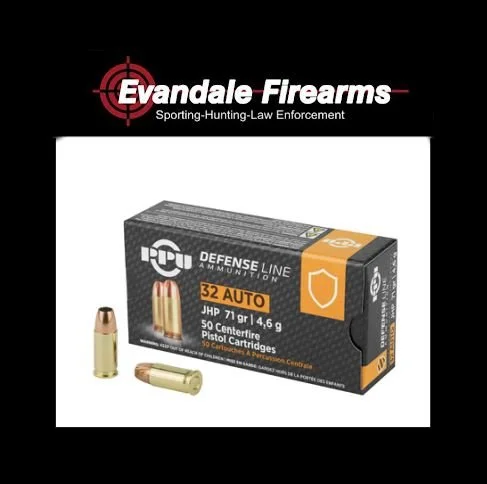 Prvi Partizan, Handgun Defense, 32 ACP, 71Grain, Jacketed Hollow Point, 50 Round Box