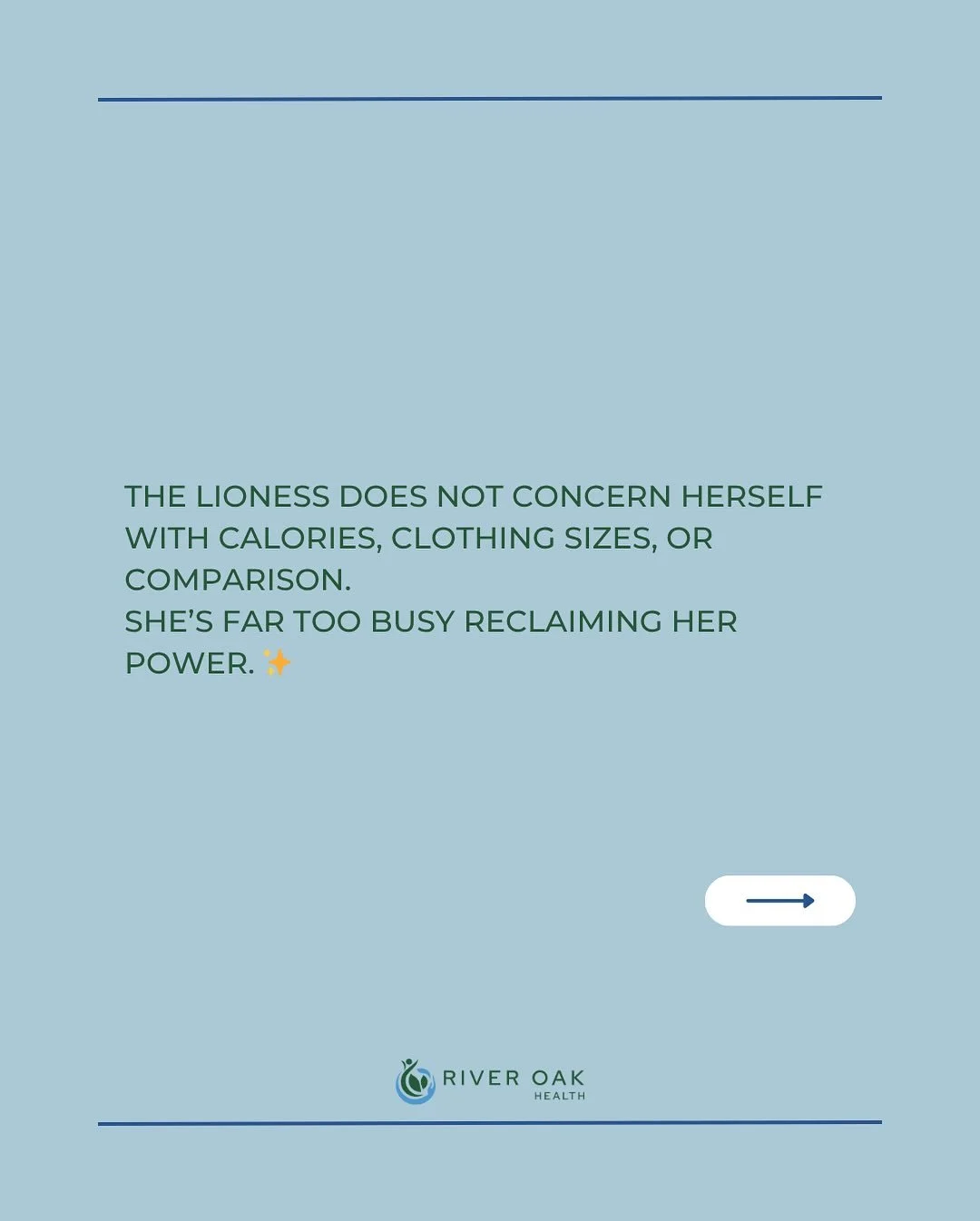 Our take on the &ldquo;lioness&rdquo; trend (ED recovery style) ✨

#riveroakhealth #raves #edrecovery #clinic #food #mind #body #lioness #haes #psychology #dietitian