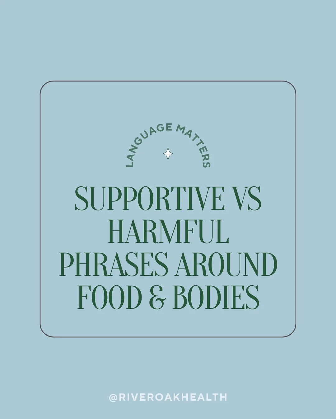 Changing the conversation starts with the words we use. Let’s speak kindness to ourselves and others 🫶
#riveroakhealth #raves #haes #supportivelanguage #food #mind #body #clinic #edrecovery #recovery