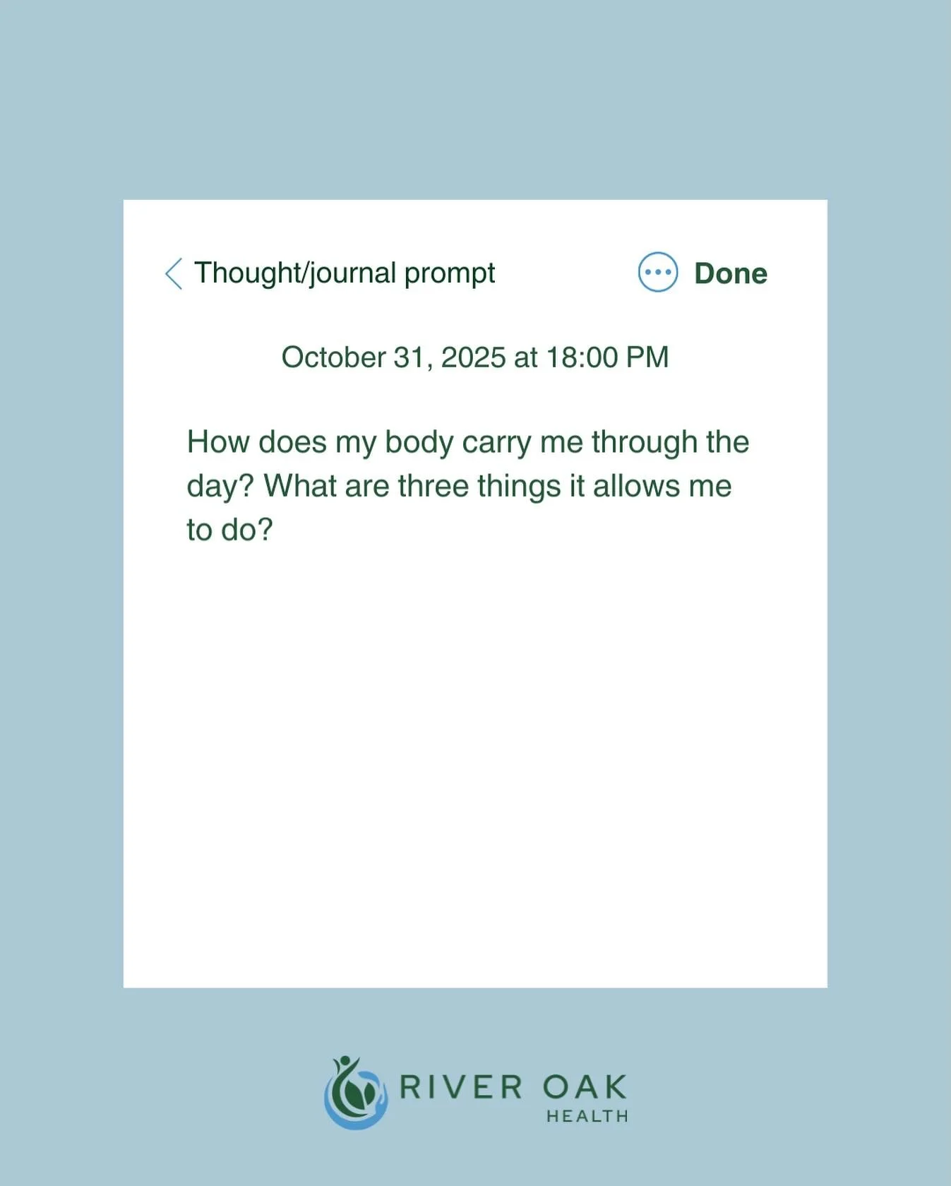 Happy Friday 🤍
#riveroakhealth #raves #haes #journal #edrecovery #food #mind #body #clinic #prompt