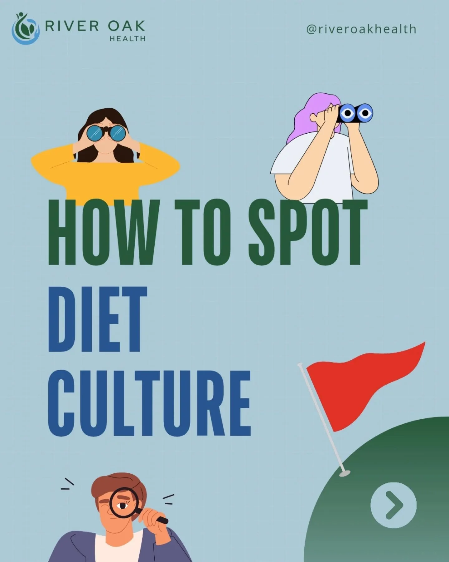 💚 Diet culture can be very sneaky! It often hides behind &quot;wellness&quot; language and health advice that makes us feel guilty or unworthy.

💙 Here are a few signs that something might be diet culture in disguise! 

💚 You deserve to enjoy food