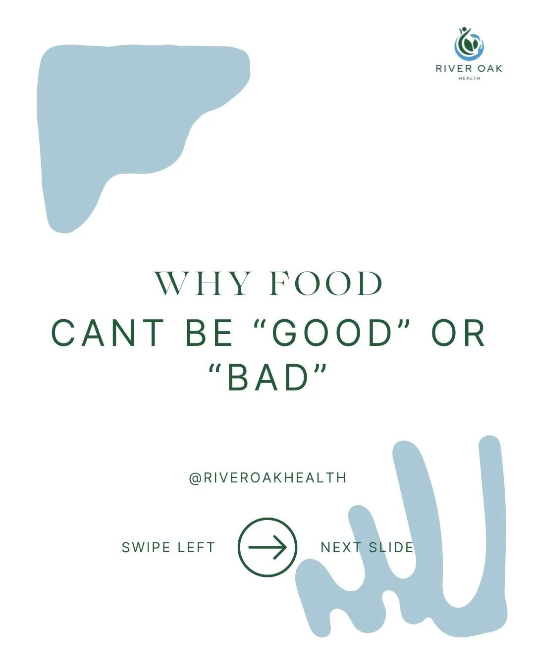 Food can&rsquo;t be &ldquo;good&rdquo; or &ldquo;bad&rdquo;, but eating disorders love to pretend it can. Recovery begins when we remove morality and choose nourishment instead. 💚 💙
.
.
.
.
.
#riveroakhealth #eatingdisorderawareness #psychology #di