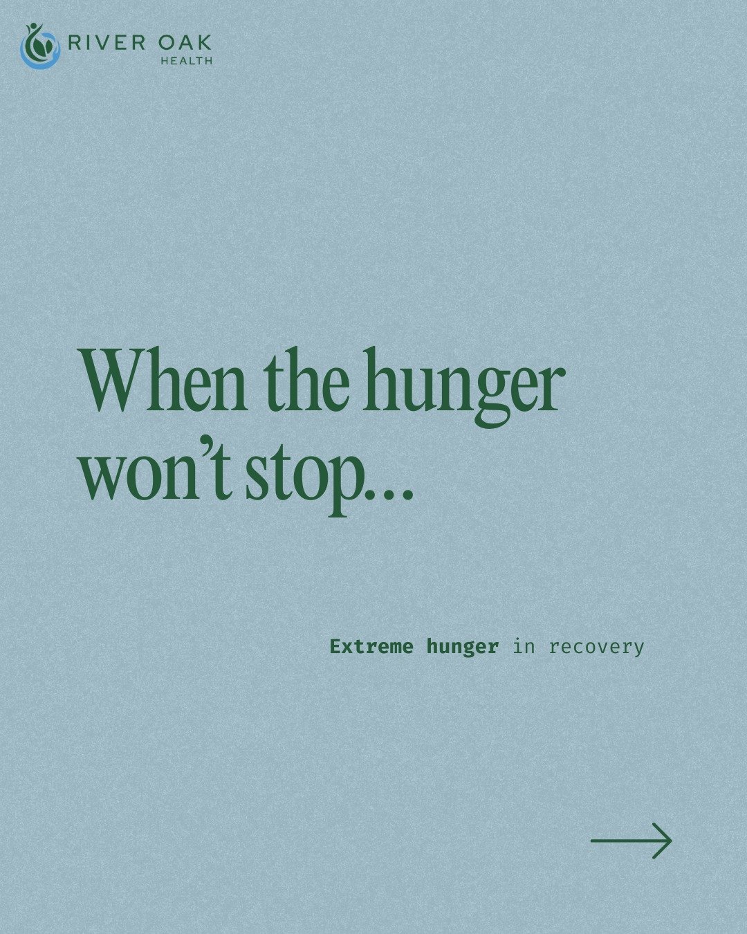 Extreme hunger in recovery is not a failure. It&rsquo;s not &ldquo;too much.&rdquo; It&rsquo;s not your body betraying you. It&rsquo;s your body finally trusting that nourishment is available again 💚💙
.
.
.
.
.
#riveroakhealth #psychology #dietitia