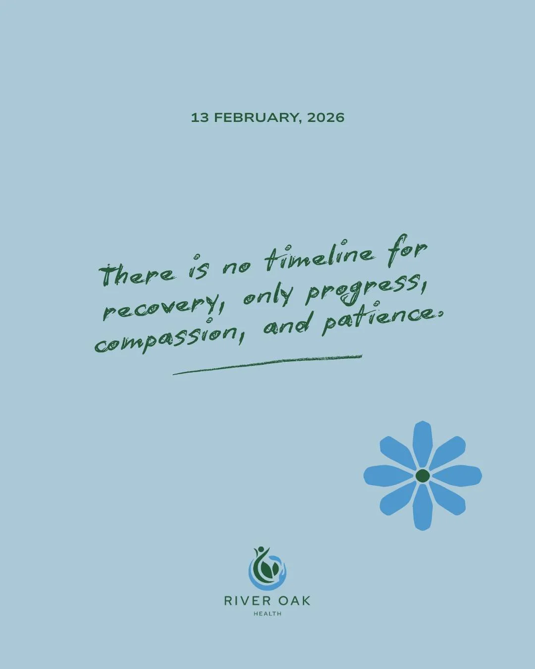 Healing isn&rsquo;t about rushing to the finish line. It&rsquo;s about honoring progress, practicing compassion, and allowing yourself the time you need 💚💙
.
.
.
.
.
#riveroakhealth #psychology #dietitian #RAVES #HAES #hope #healing #recovery #eati
