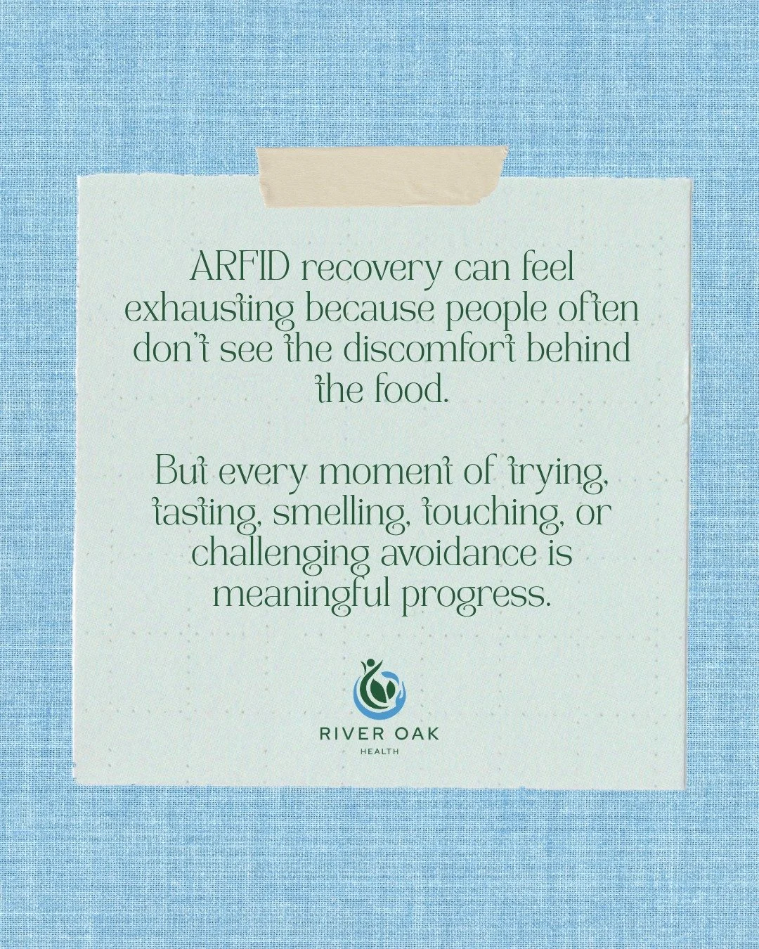 As we always say, no matter how big or small, progress is still progress 💚💙
.
.
.
.
.
.
.
.
.
.
.
.
.
#Riveroakhealth #RAVES #ARFID #HAES #nondiet #dietetics #psychology #clinic #food #mind #body #eatingdisorderrecovery