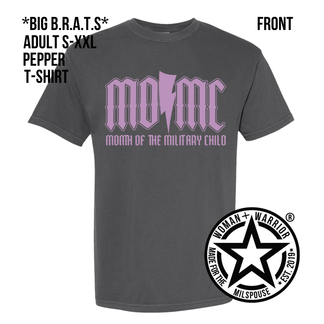 PEPPER MOMC ROCKS MONTH OF THE MILITARY CHILD PURPLE UP MOMC SHIRTS