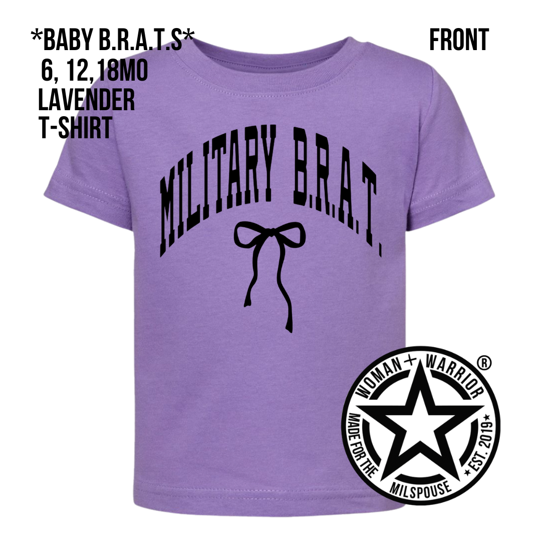 PURPLE UP! MILITARY B.R.A.T. BOW BABY MONTH OF THE MILITARY CHILD PURPLE UP MOMC SHIRTS