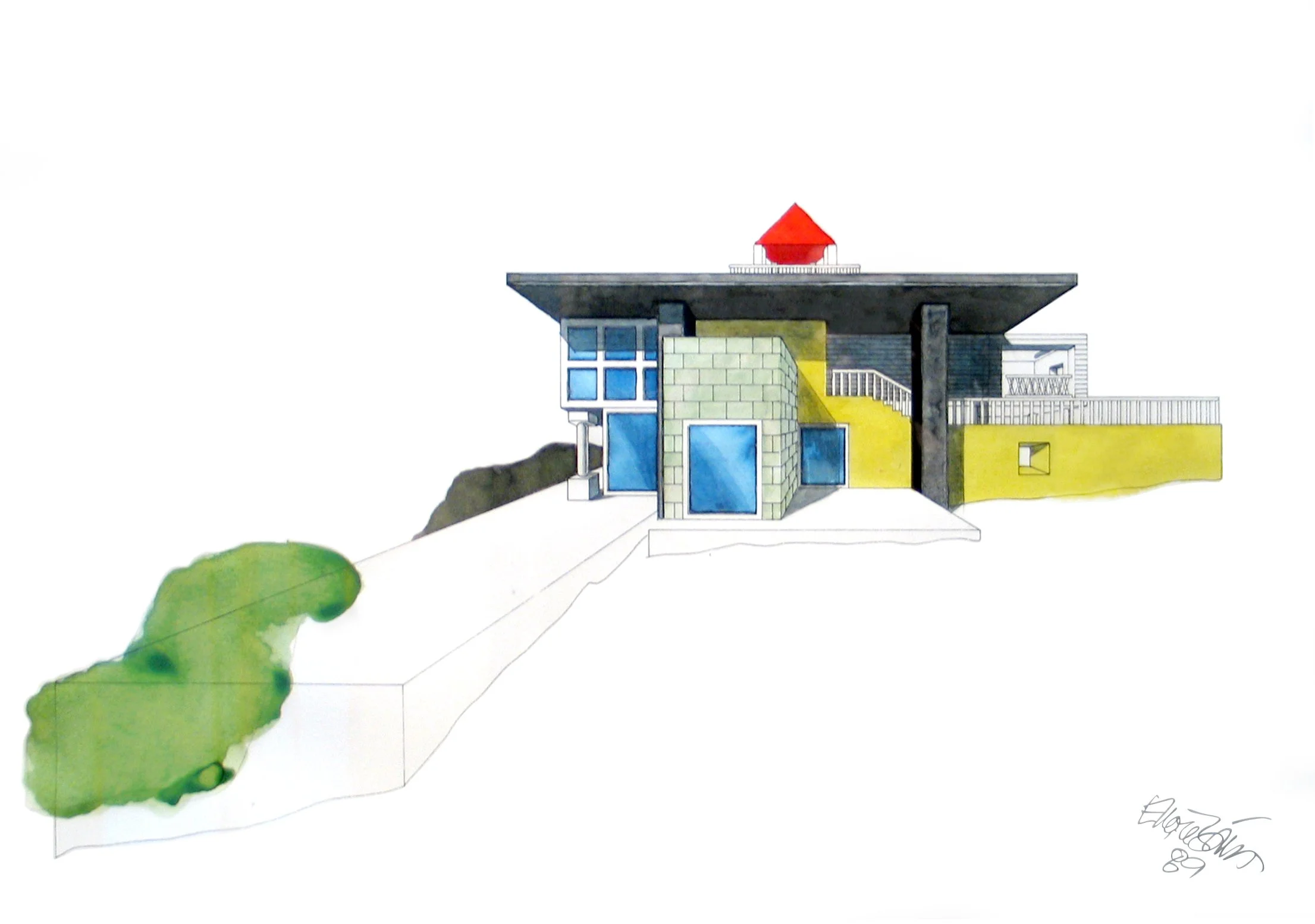 Watercolor of Casa Maui - view 3