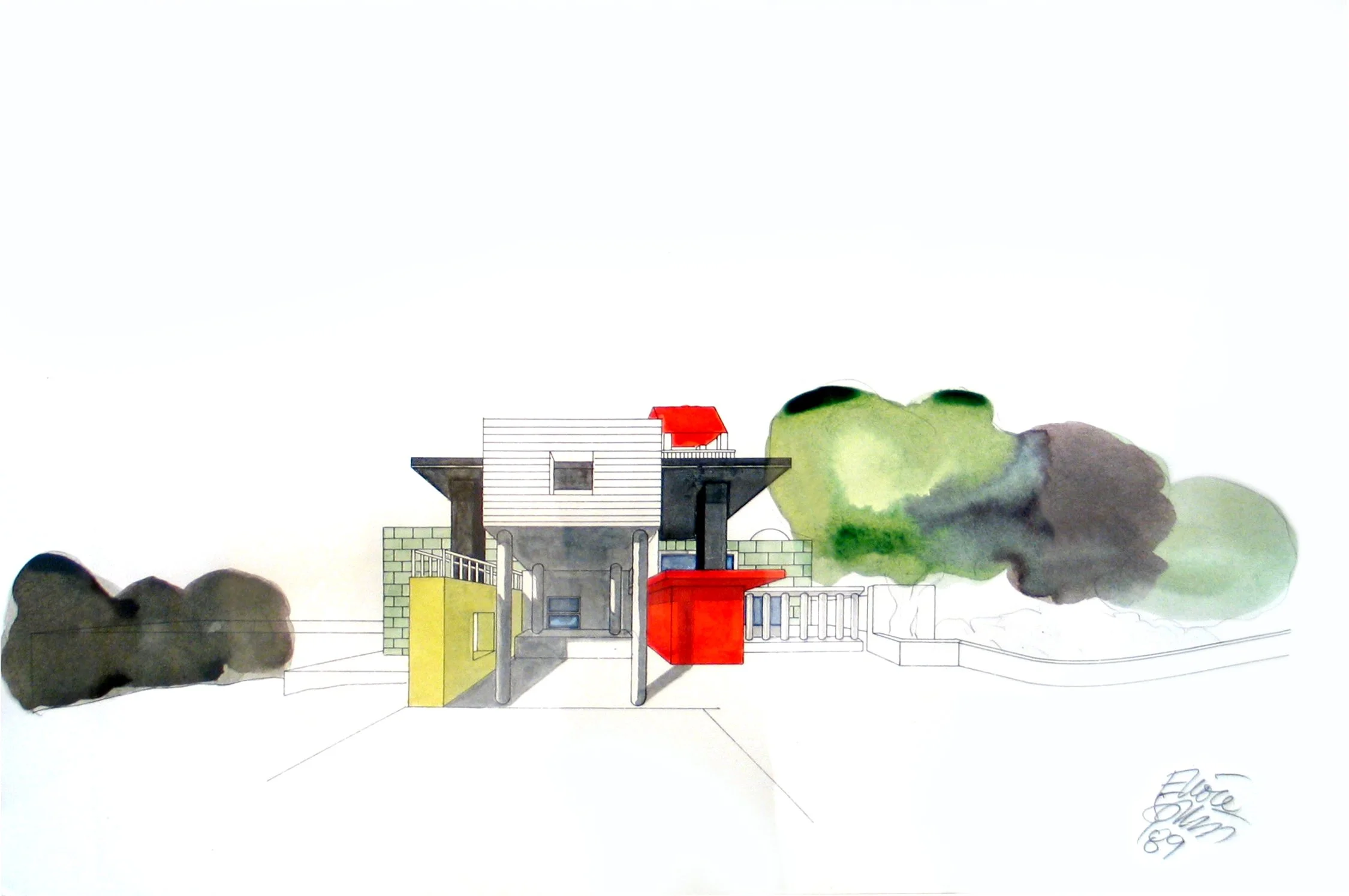 Watercolor of casa Maui - view 4