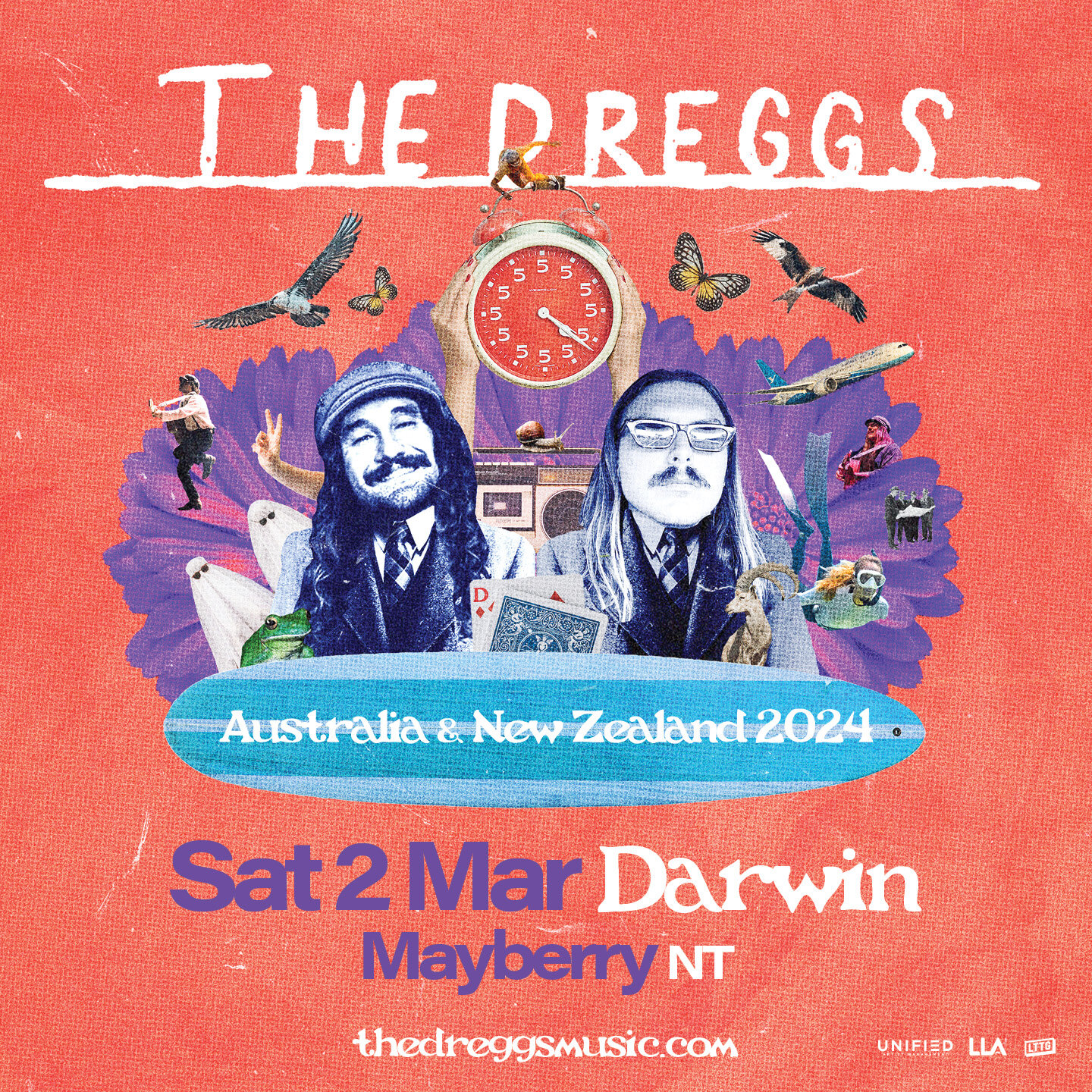 Tickets now ON SALE ☀️ 

Catch The Dreggs live at Mayberry on Saturday 2nd March 2024 🌊 

What a way to kick off 2024, with the Dreggs bringing their good vibes and tunes to Darwin! They&rsquo;ll be playing bangers from their new record and bangers 