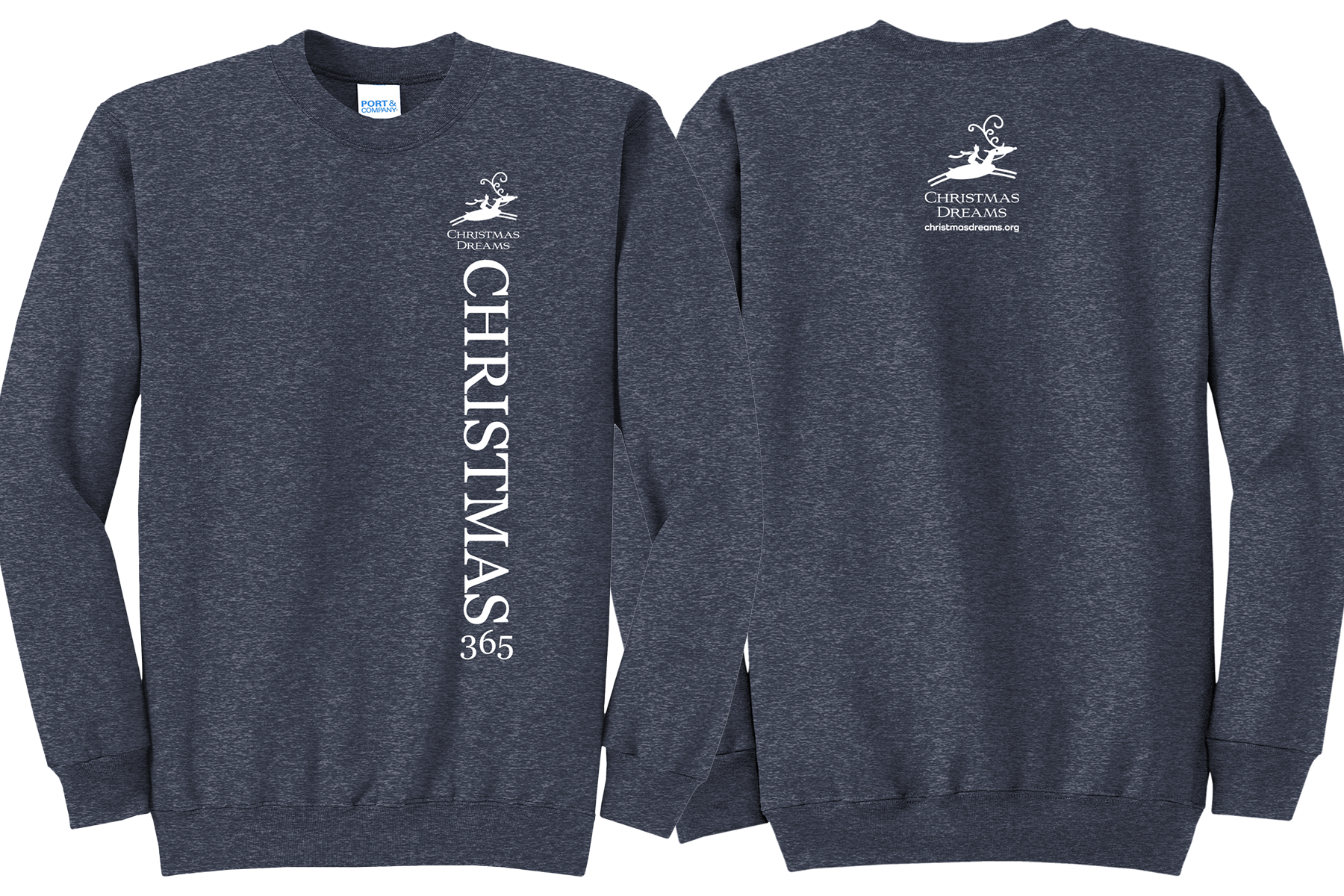 Christmas Dreams - Vertical Logo - Navy Sweat - Front and Back.png