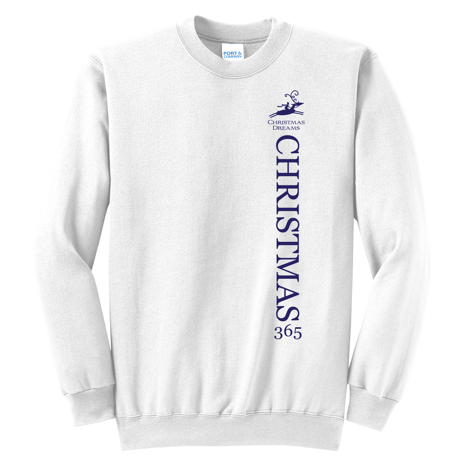 Christmas Dreams - Vertical Logo - White Sweat - Front.png