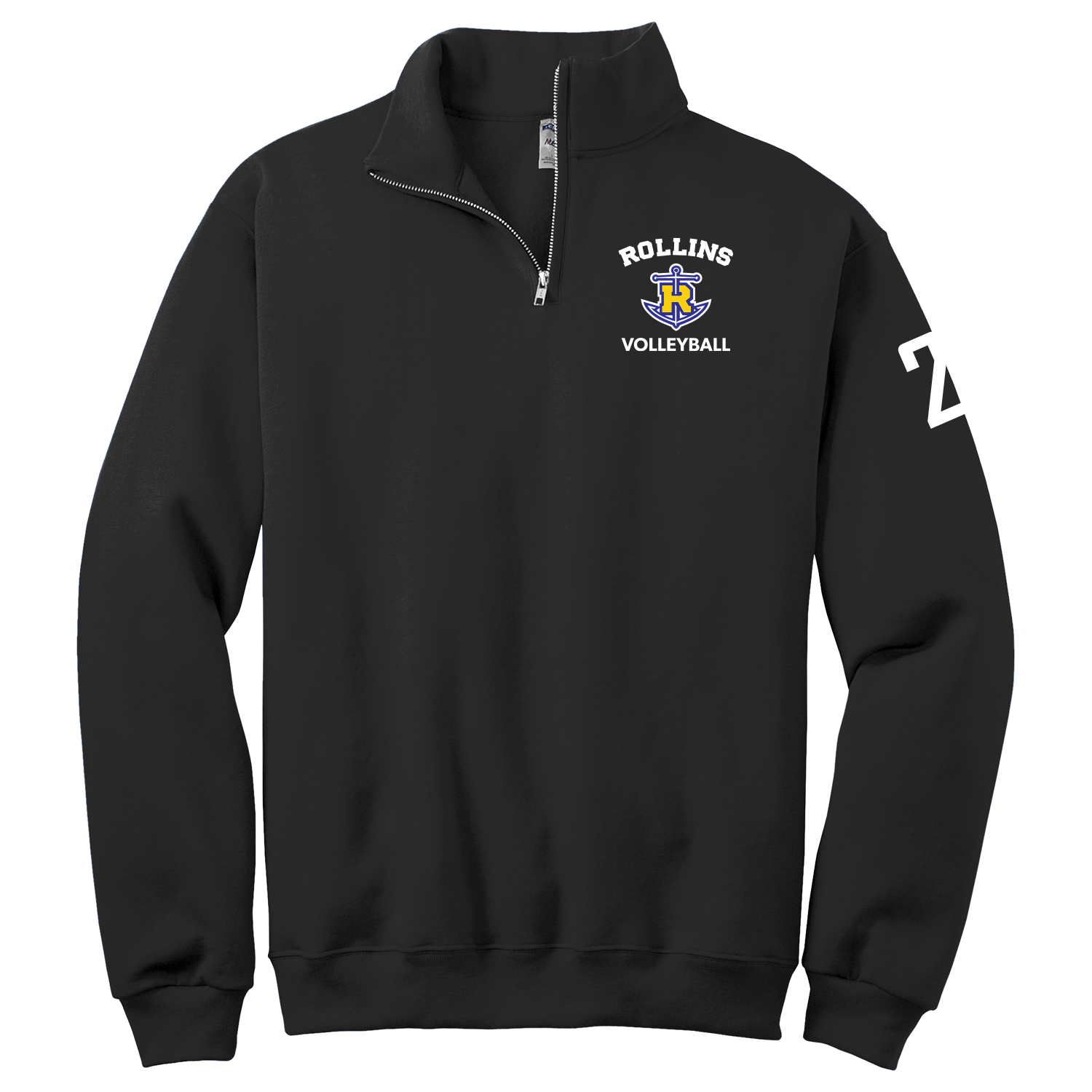 Rollins VB - Fleece Half Zip - Black w Customization.png