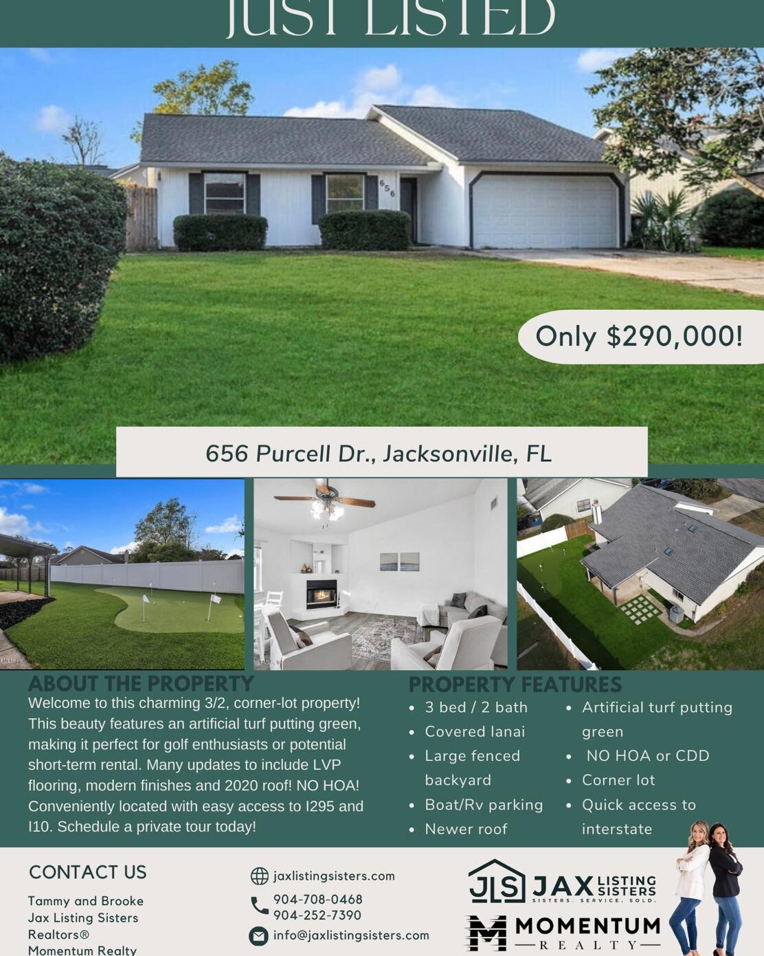 Check out JLS&rsquo; newest listing 🏡

This cutie features an amazing artificial turf, 5-hole putting green ⛳️

Super convenient to I-295 and I-10 so quick commute to all over the city 🚙 

Call us TODAY to schedule a tour 🤩