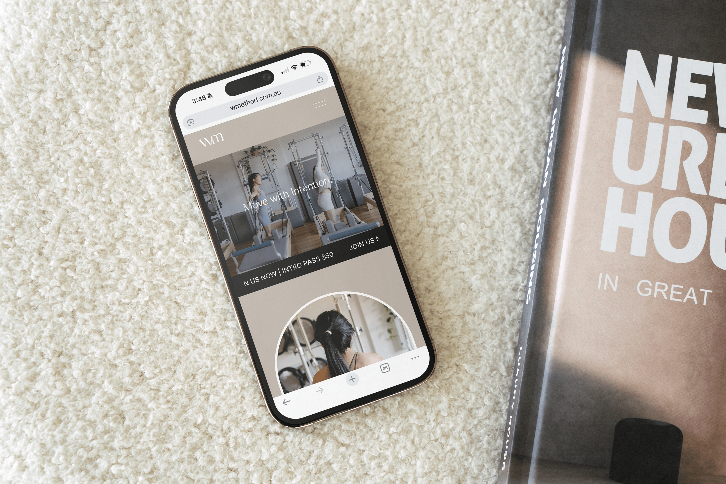 Phone showing a website design
