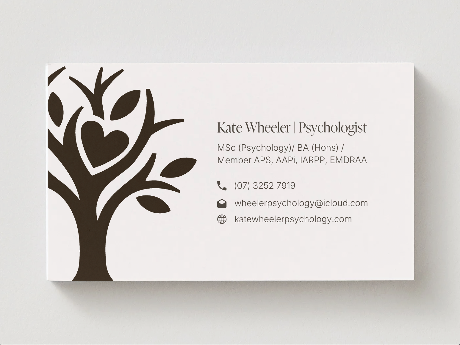 Kate wheeler psychology business card design