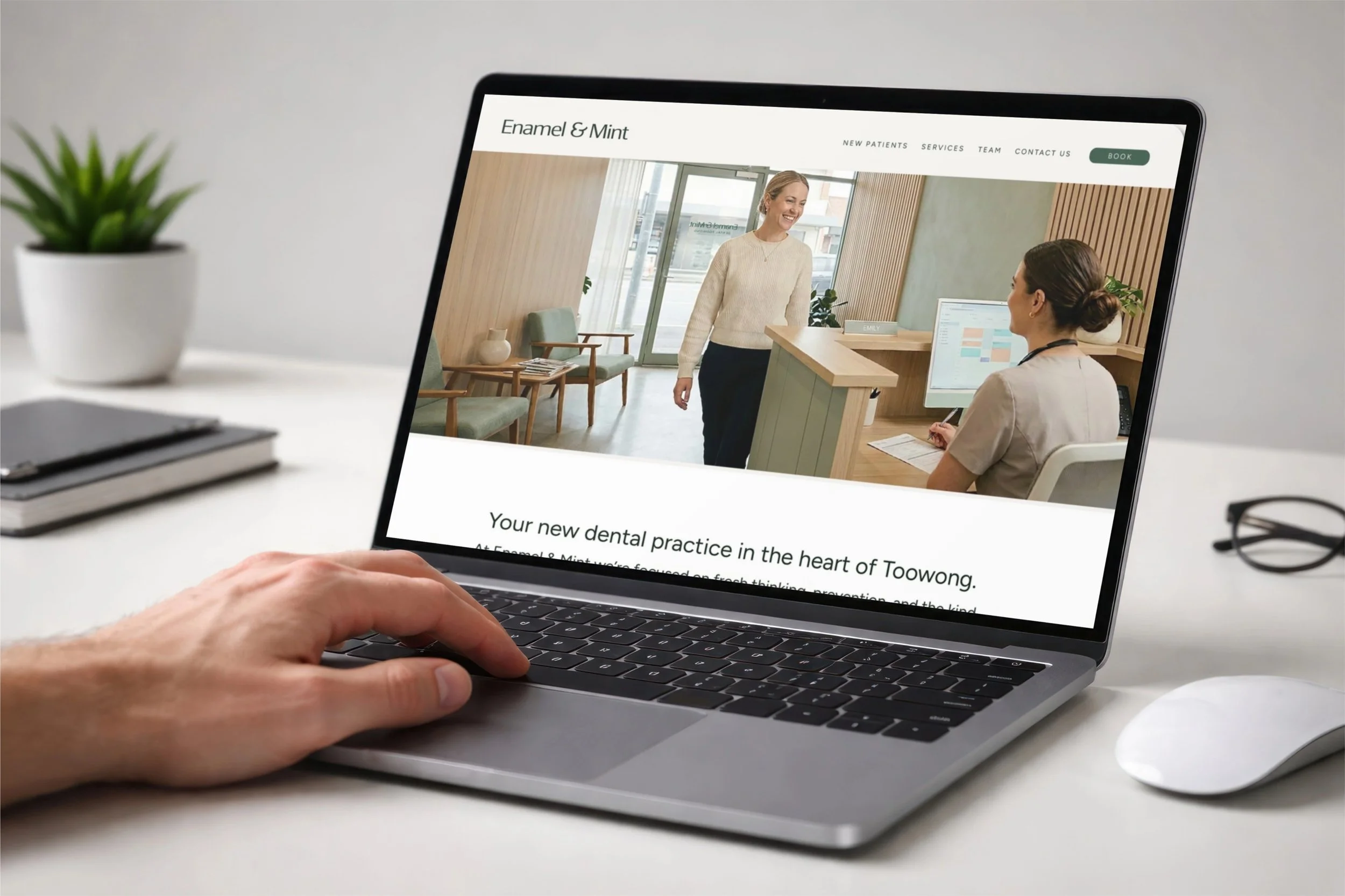 website design mockup of a dental practice homepage