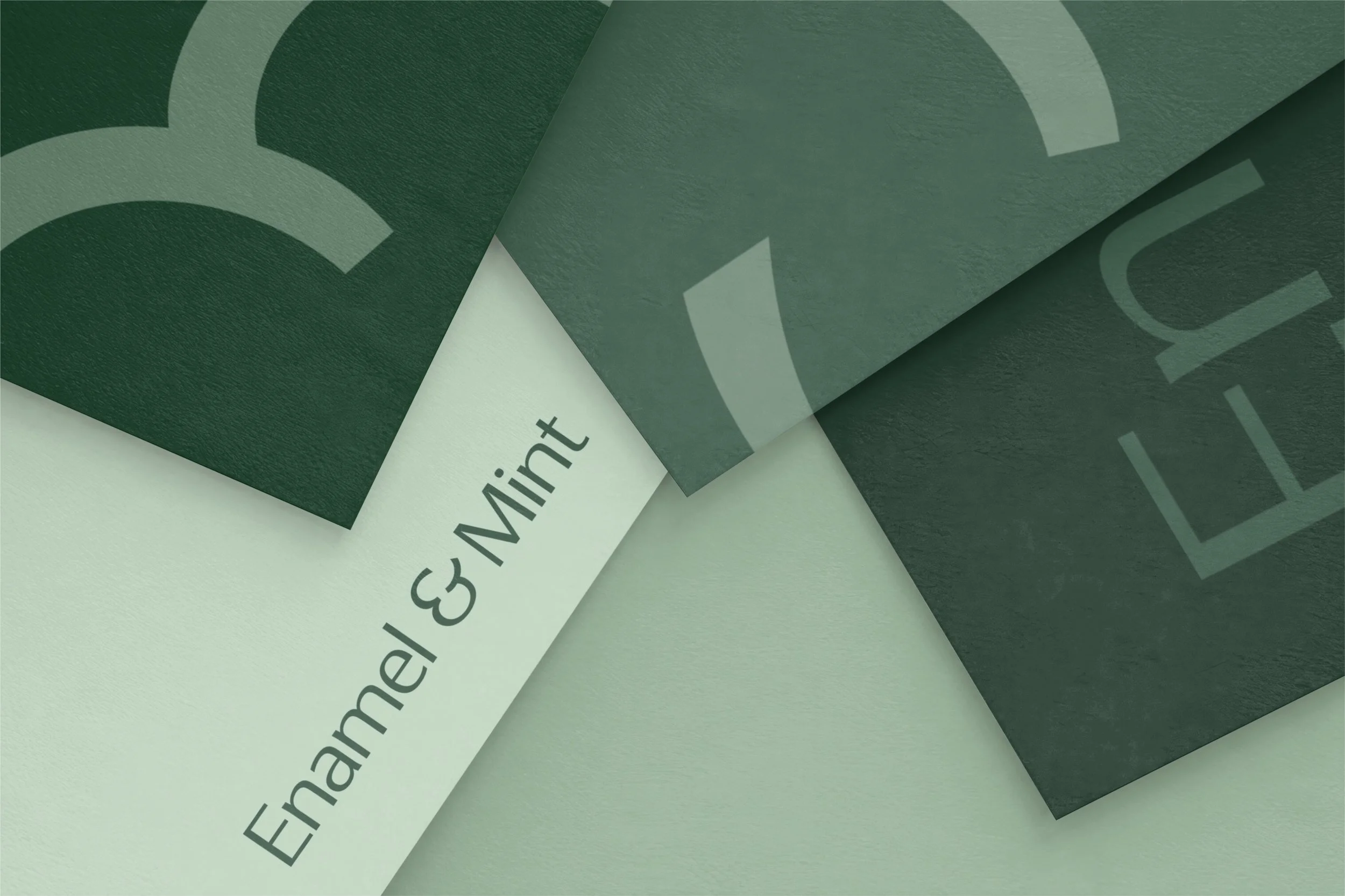 Green papers with logo design