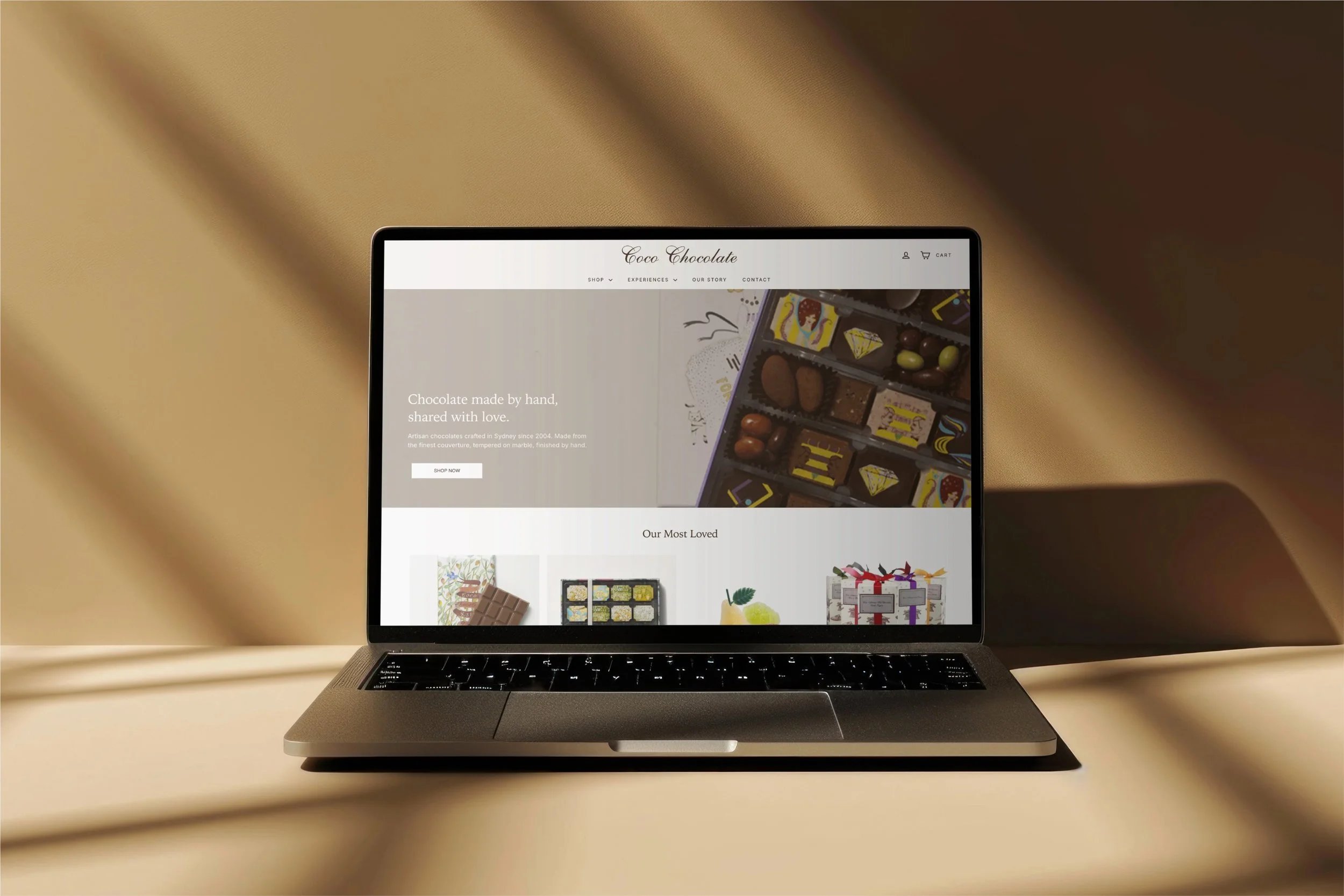 Shopify website design for a chocolate business