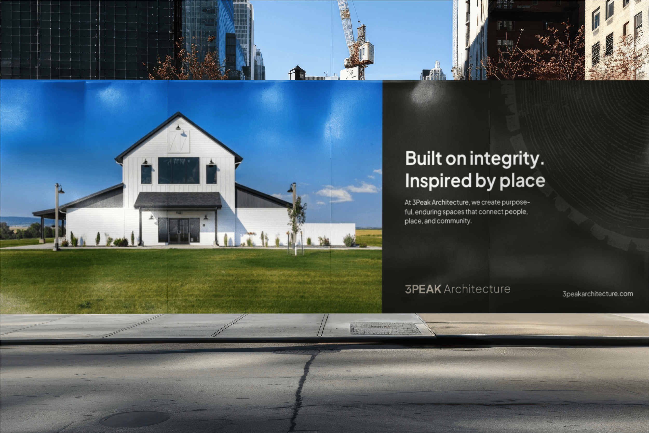 Billboard with 3Peak Architecture brand design on it