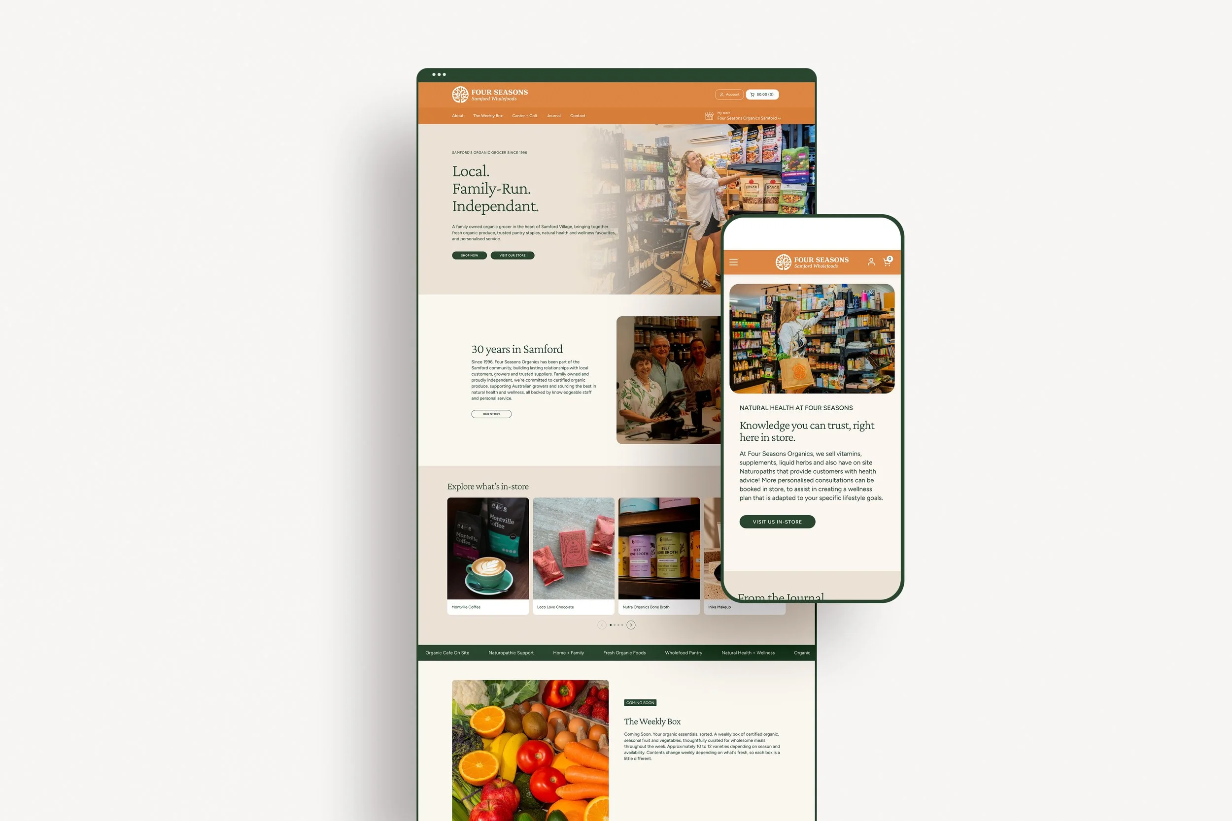 Four Seasons organics desktop and mobile site