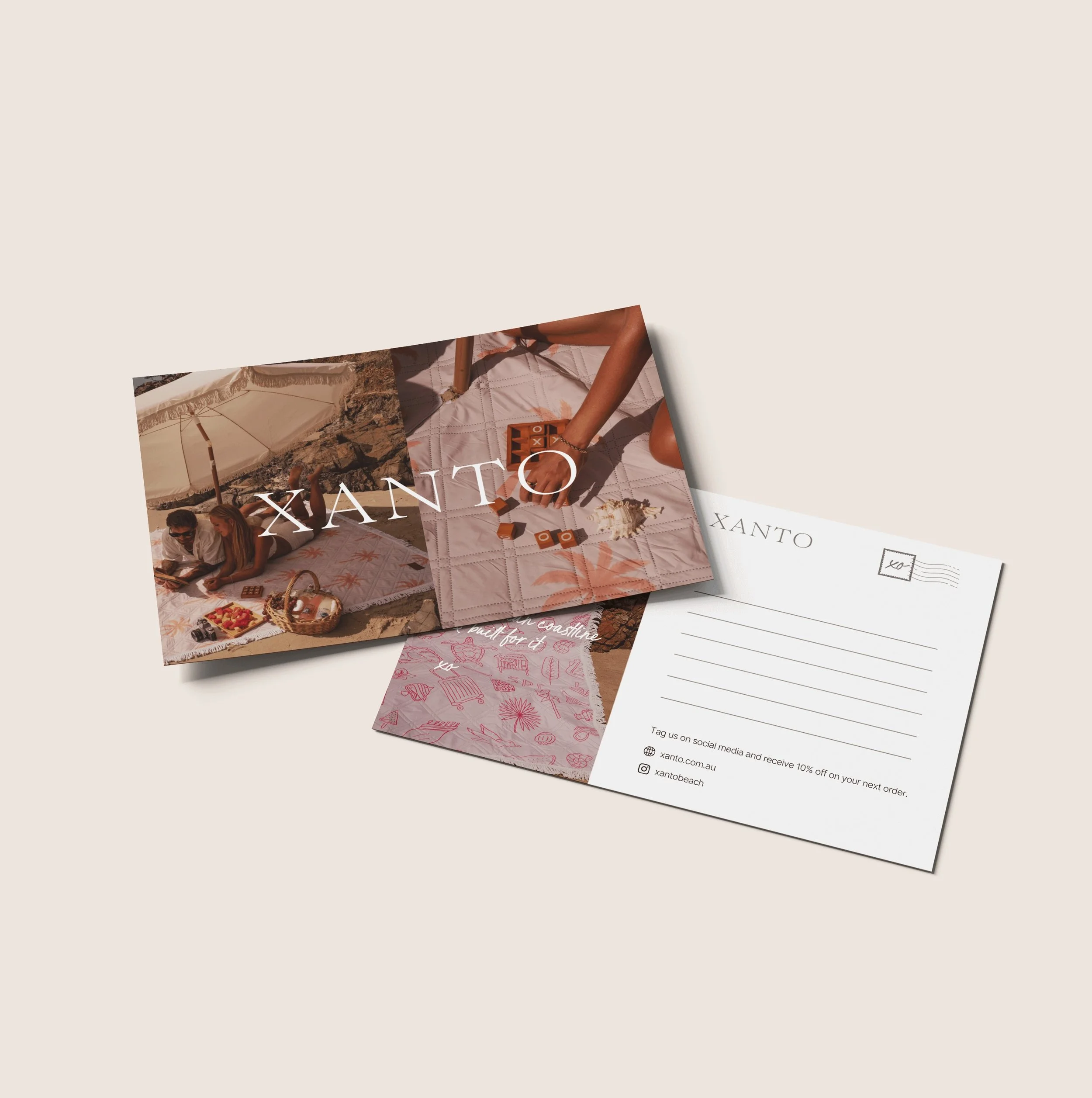 postcard design for beach brand