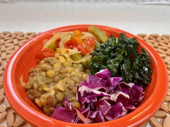 High-Protein Mediterranean Lentil Wheat Berry Bowl