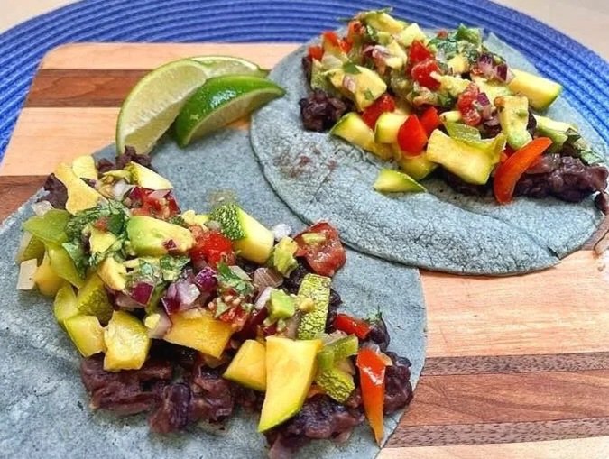 Summer Squash Tacos with Black Beans          (Easy Vegan Dinner Recipe)
