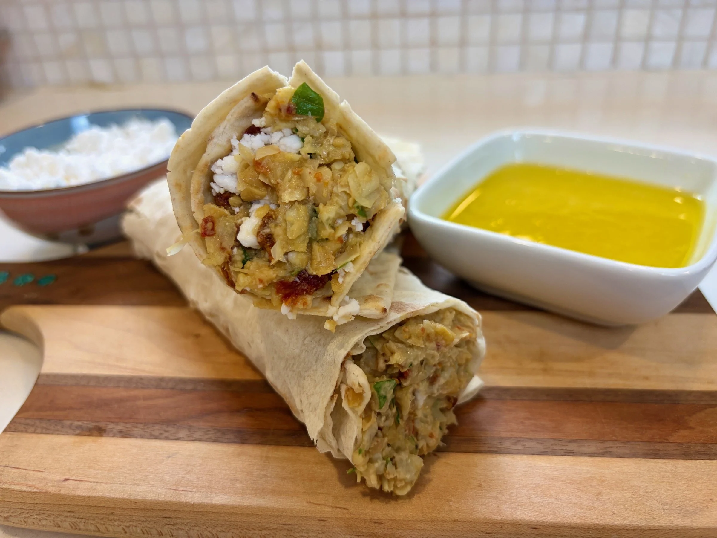 Mediterranean Chickpea Wrap with Two Delicious Dressings