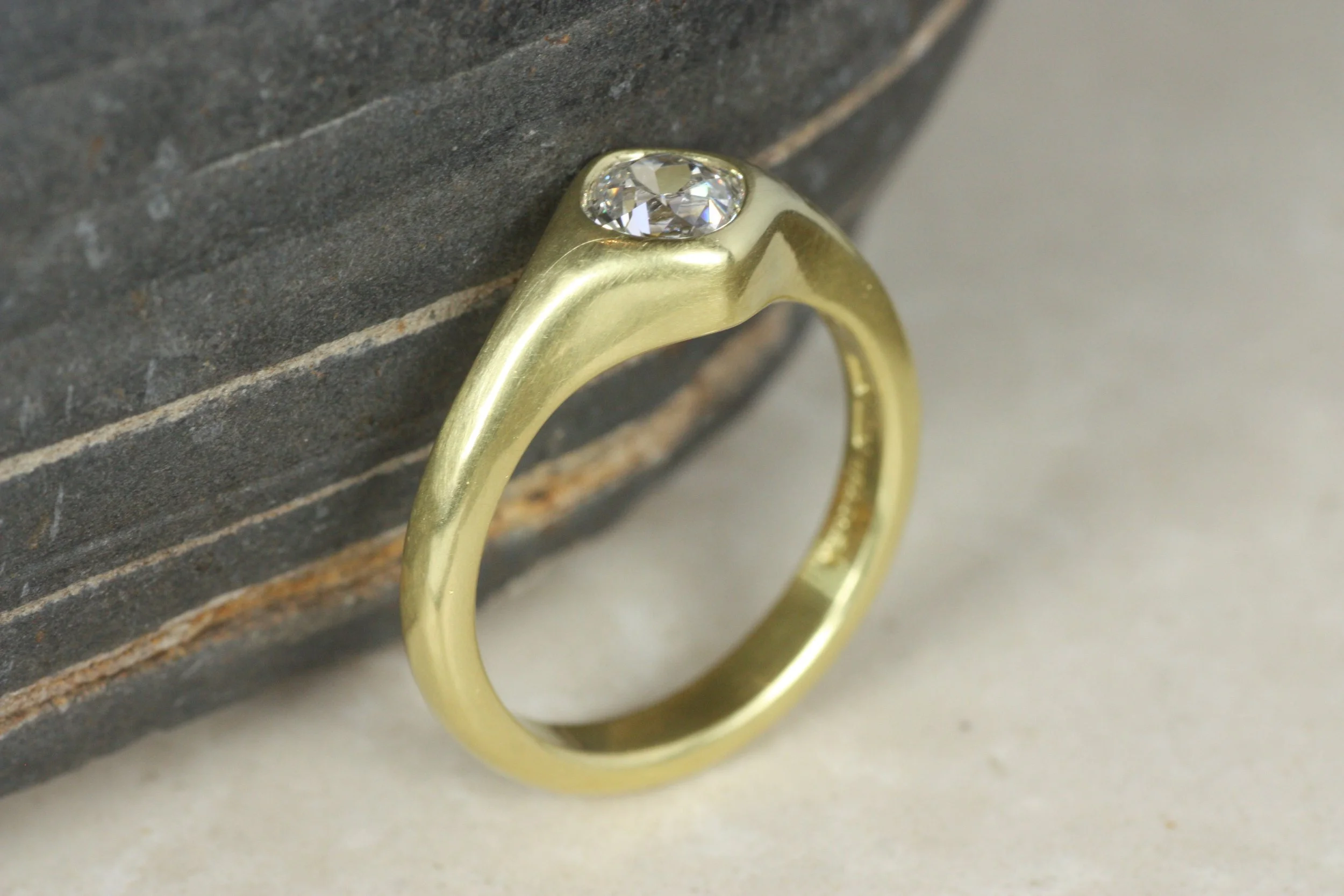 antique old mine cut diamond engagement ring
