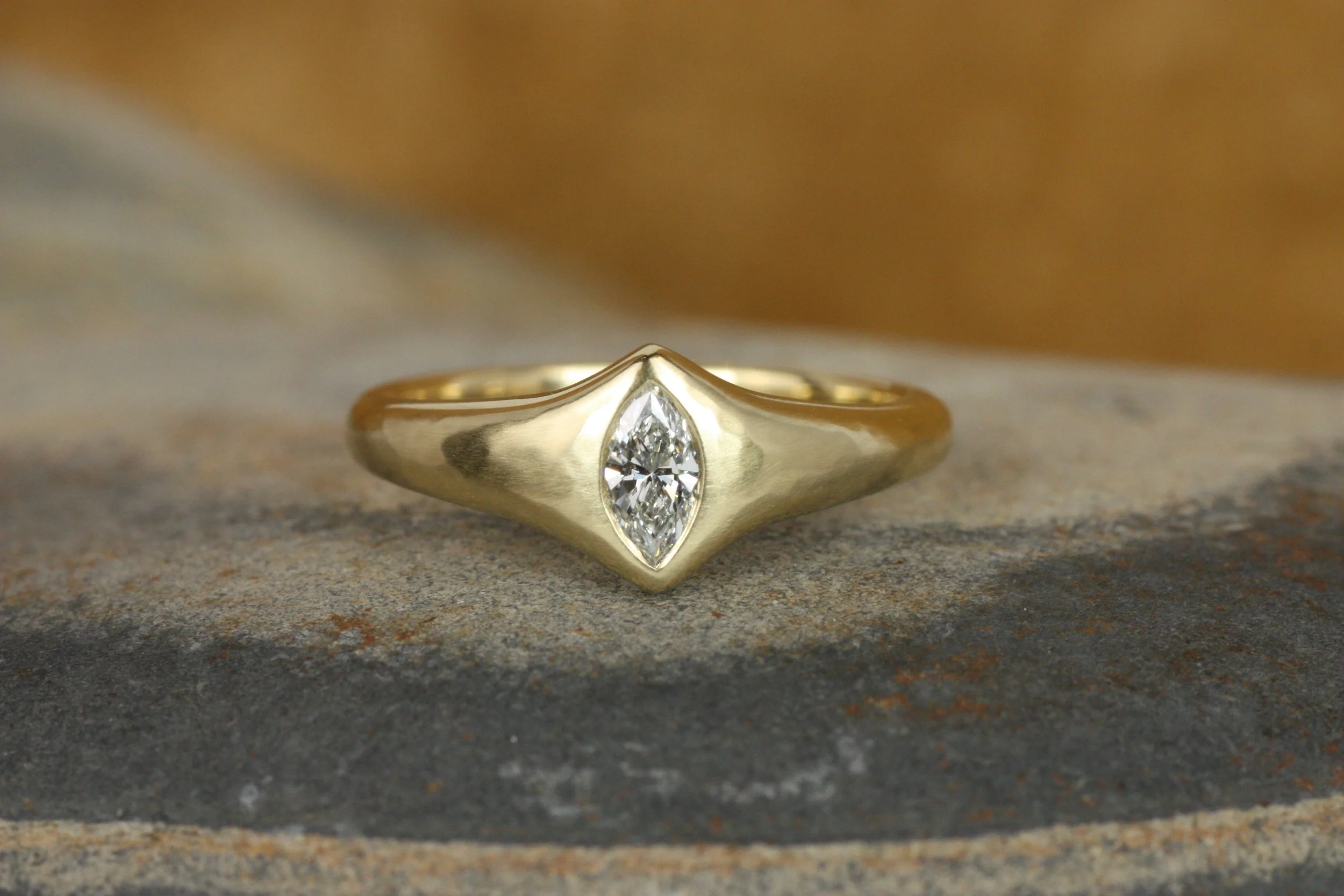0.25ct Marquise Diamond Gypsy Ring in 18K