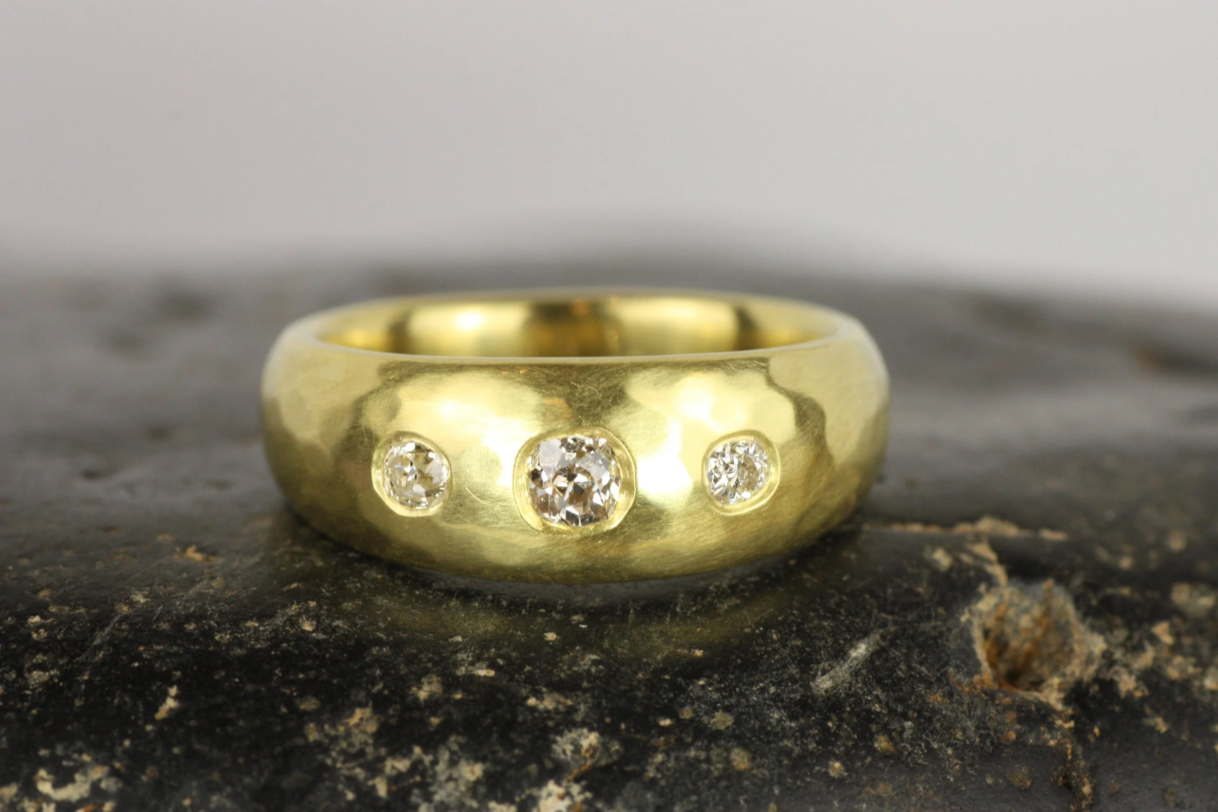 Old Mine Cut Diamond Tapered Band