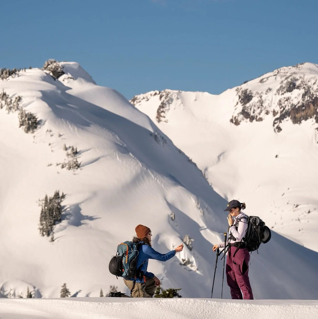 Another stunning surprise proposal in the books!

Jed took a knee mid-backcountry ski in Washington state, proposing with a very sentimental ring that spoke to Mary&rsquo;s California roots and the importance of family in their lives&ndash;&ndash;bri