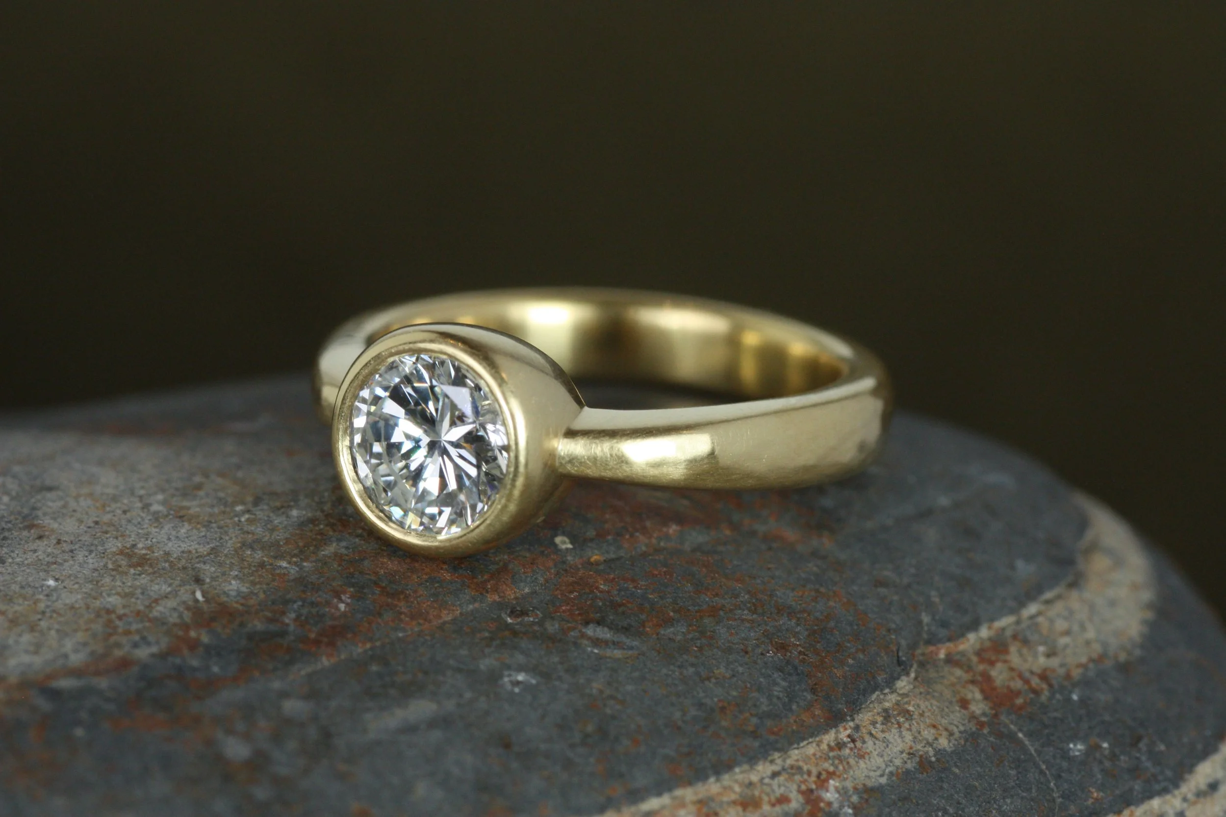 round diamond bezel engagement ring