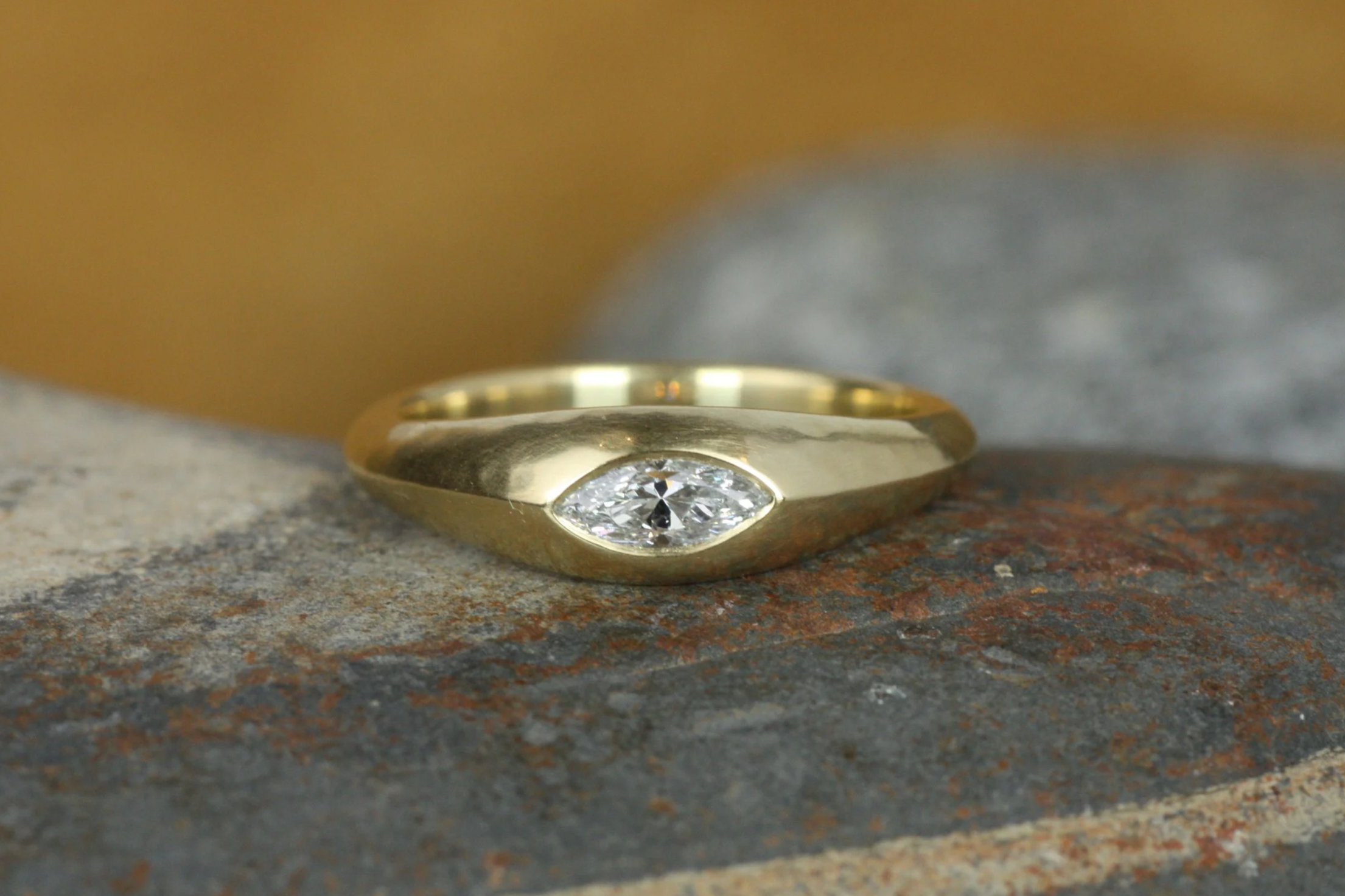 0.28CT Marquise Natural Diamond Gypsy Ring
