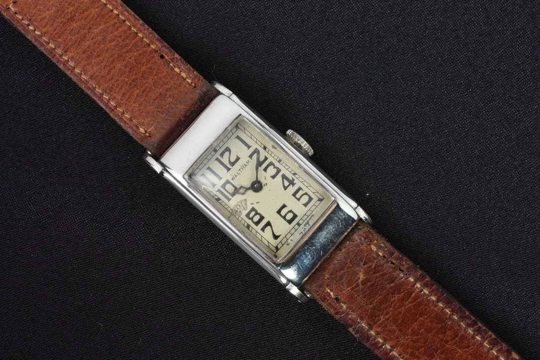 1930 Art Deco Waltham Tank Wandering Seconds Watch