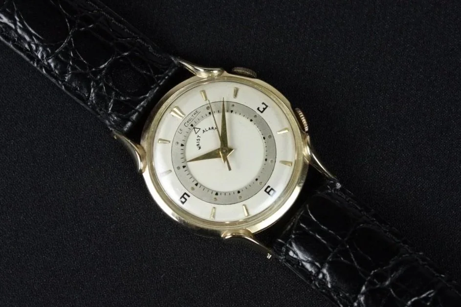 1950s 14K Gold LeCoultre 32mm Manual Wrist Alarm Watch