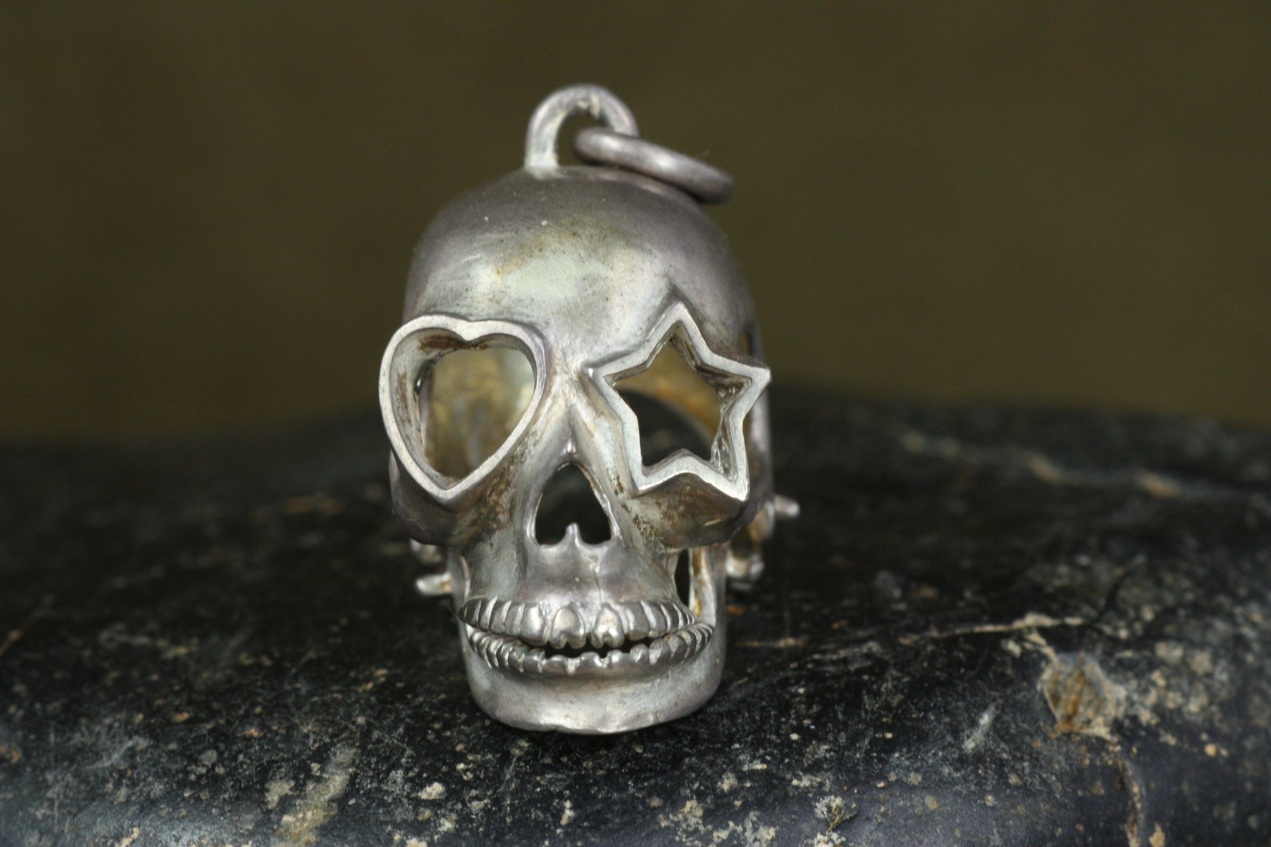 Sterling Silver Rock Star Skull Pendant