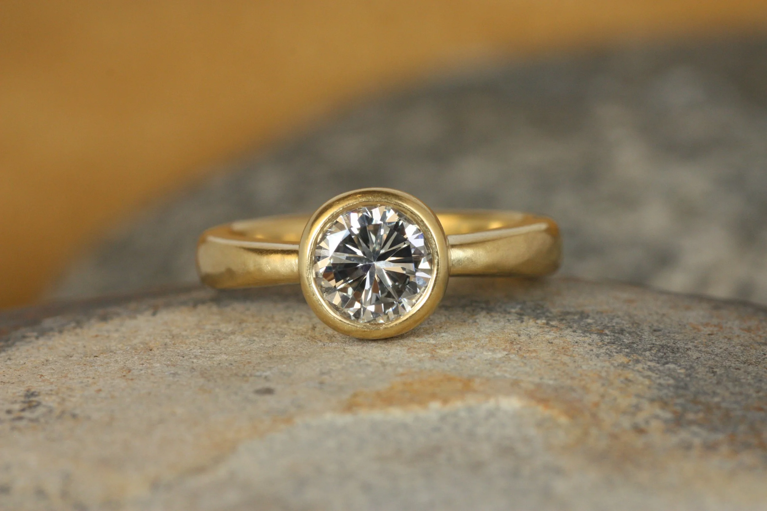 1.00CT Round Brilliant Diamond Bezel Engagement Ring