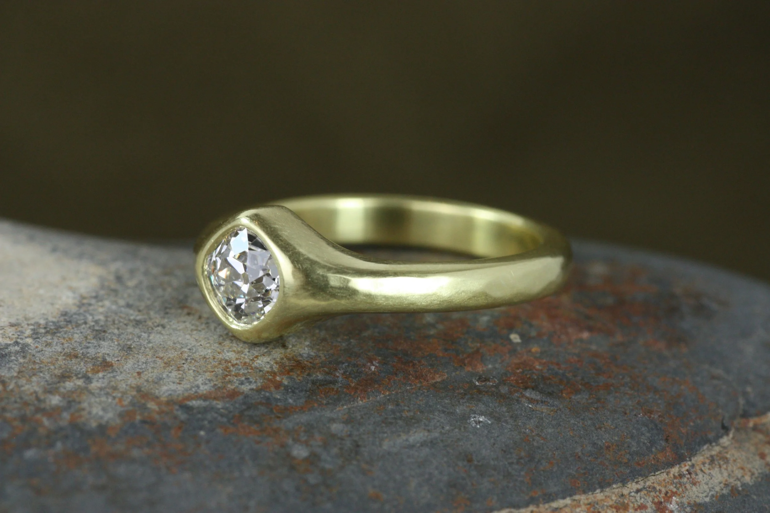 antique old mine cut diamond engagement ring