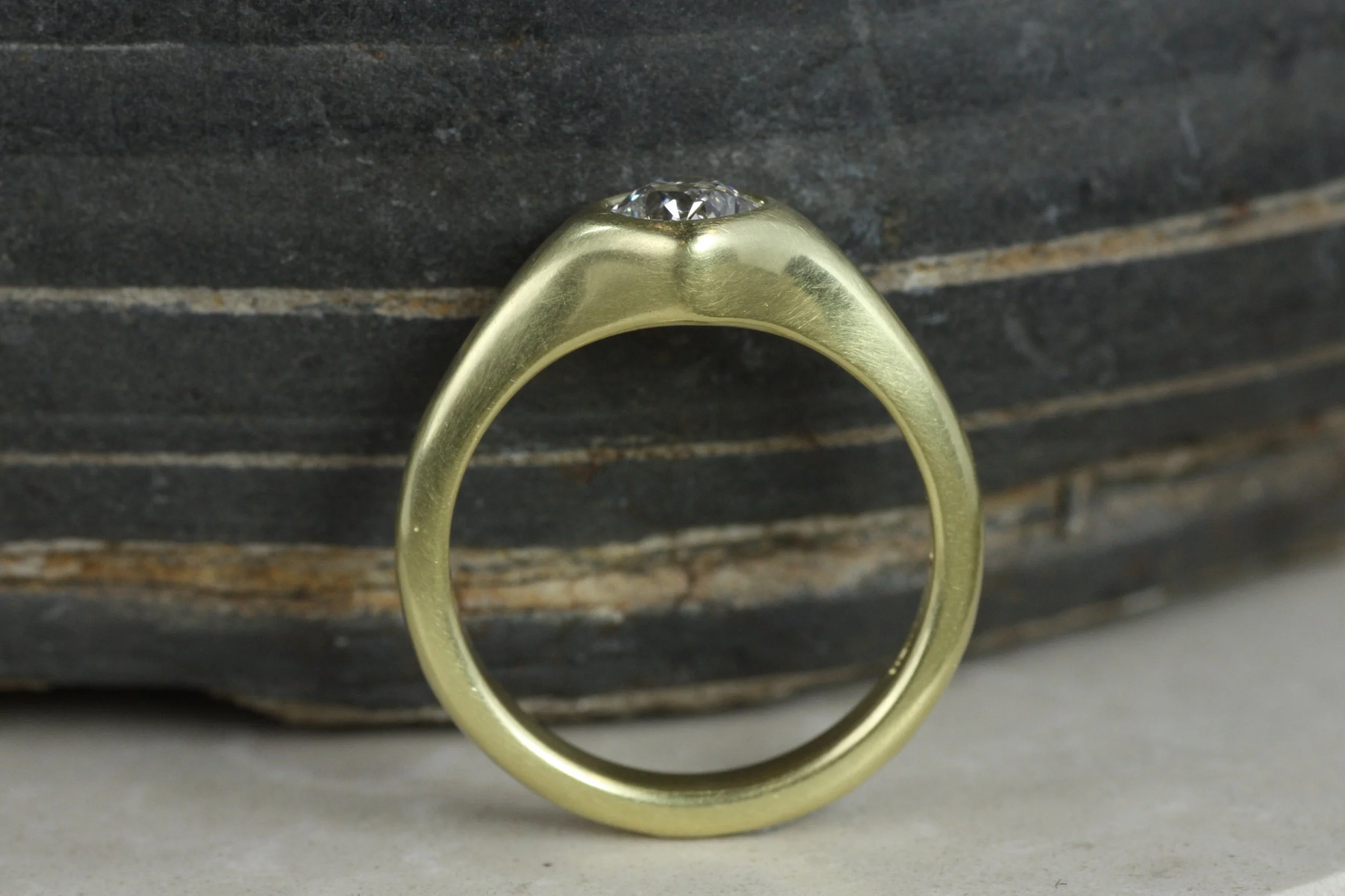 antique old mine cut diamond engagement ring