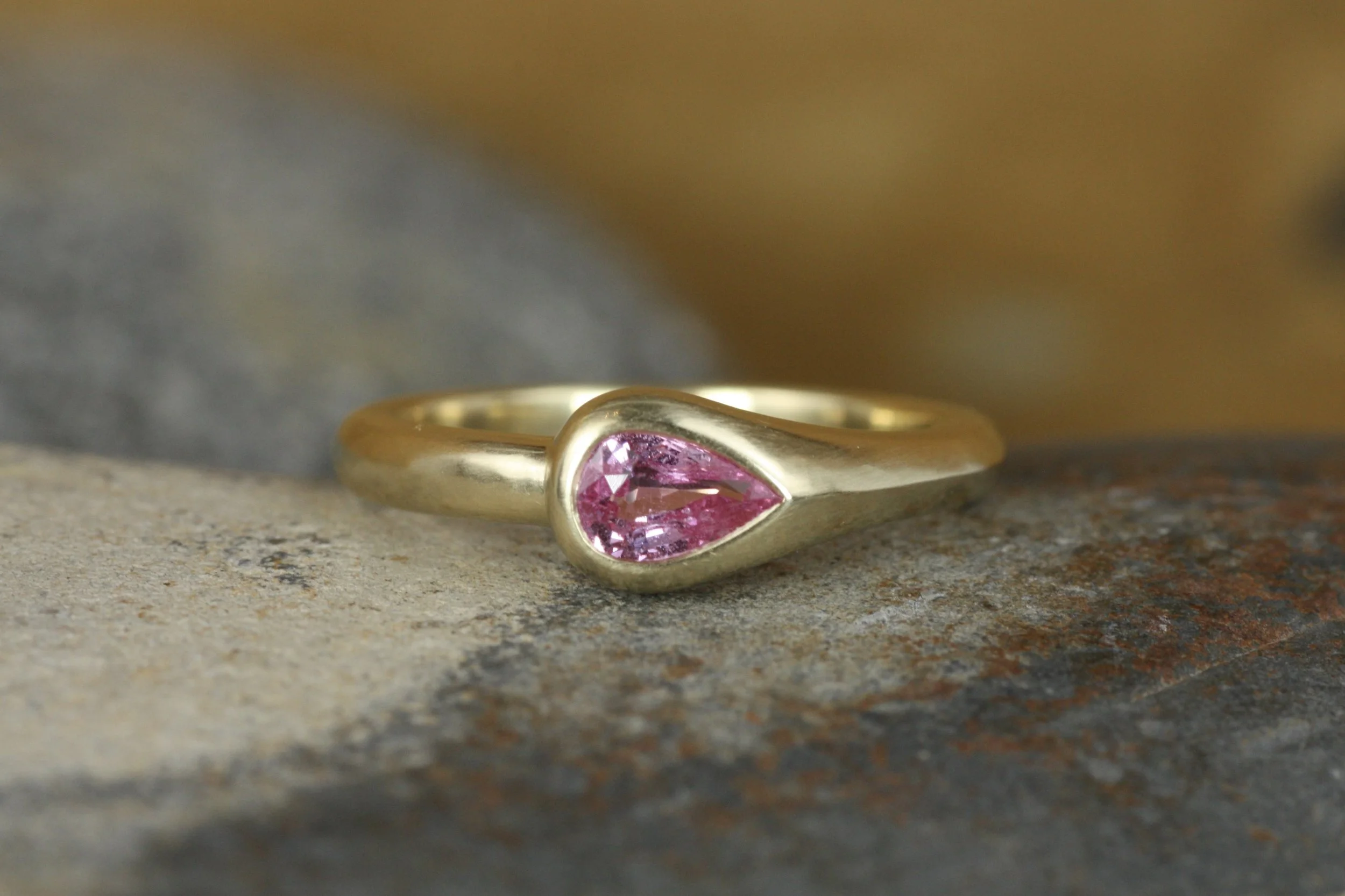 Pear-Shaped Pink Sapphire Asymmetrical Ring