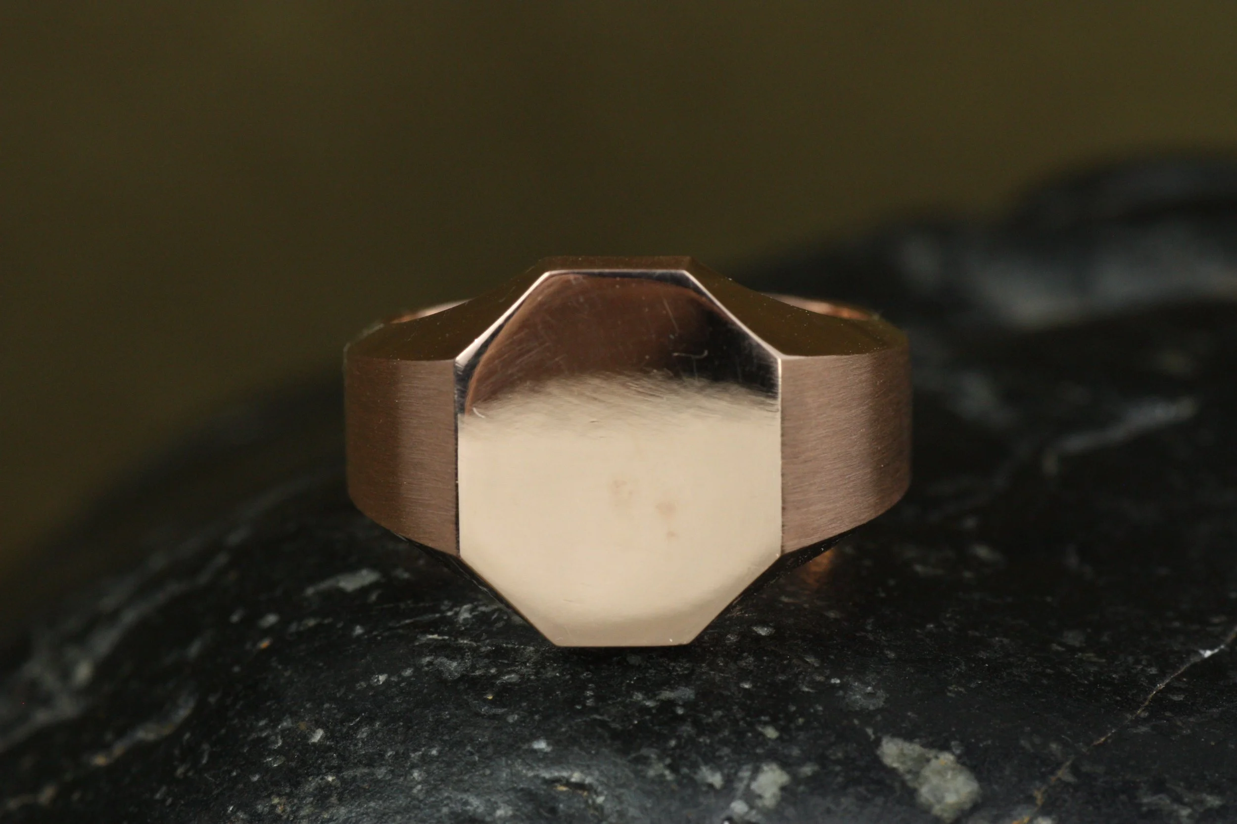 Octagonal Signet Ring – 14K Rose Gold