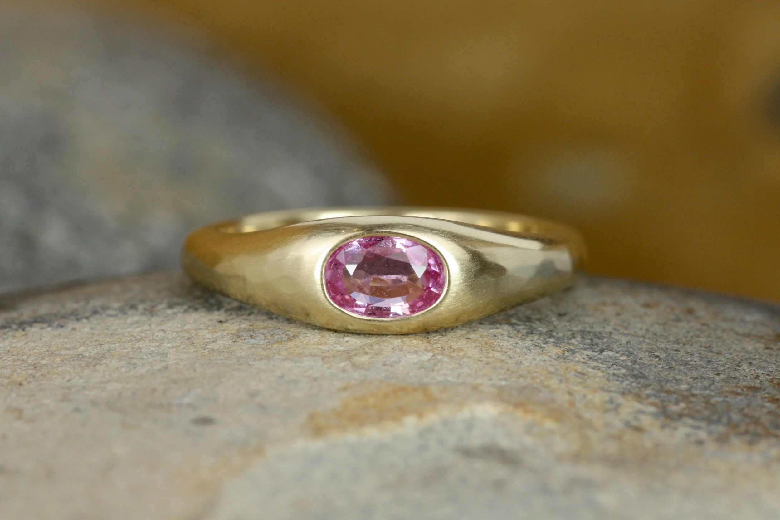 Oval Pink Sapphire Gypsy Ring